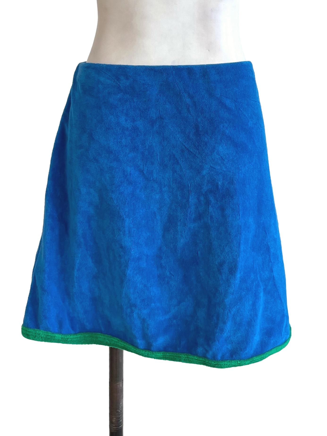 Blue & Green Towel A-Line Skirt