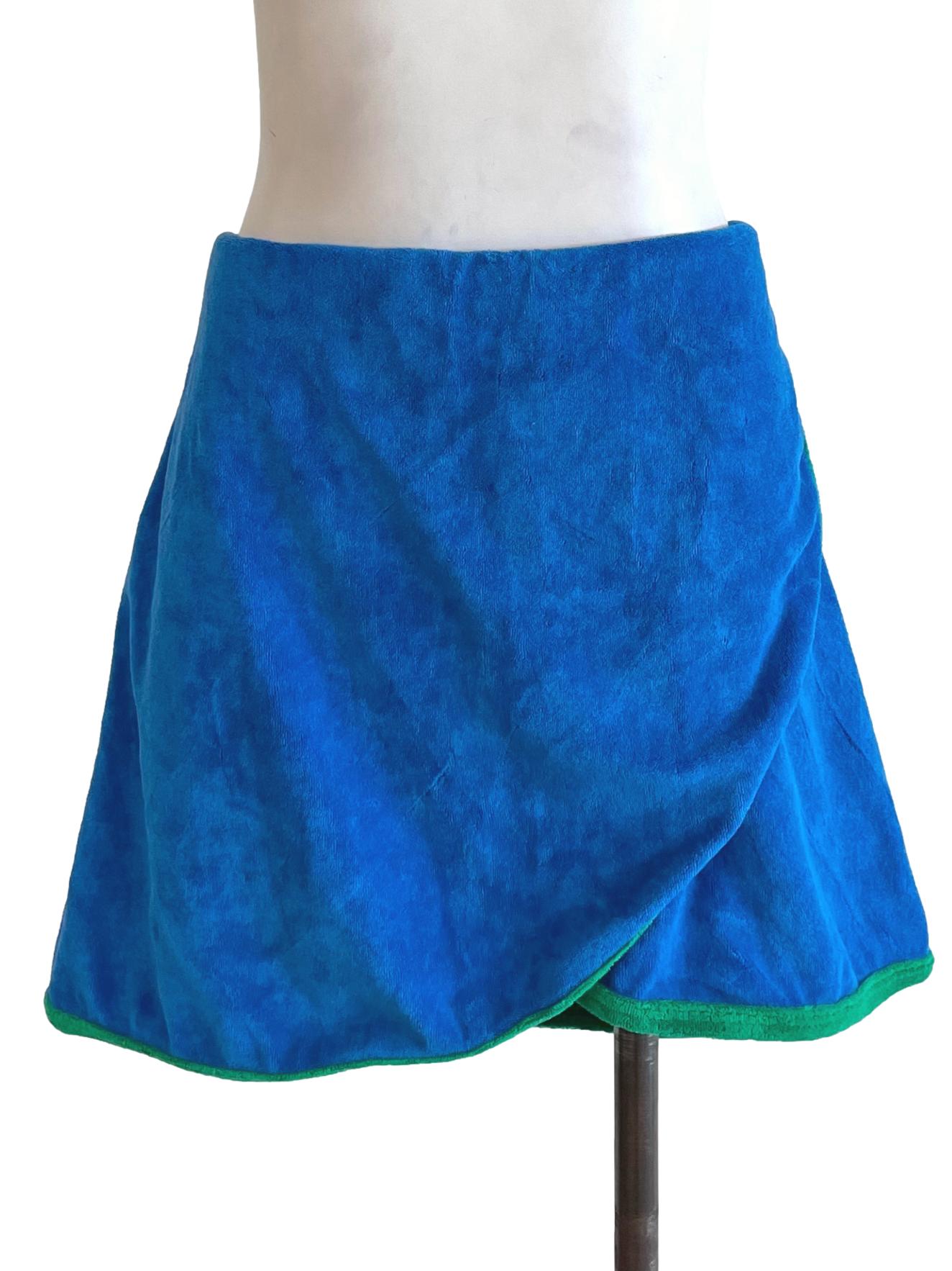 Blue & Green Towel A-Line Skirt
