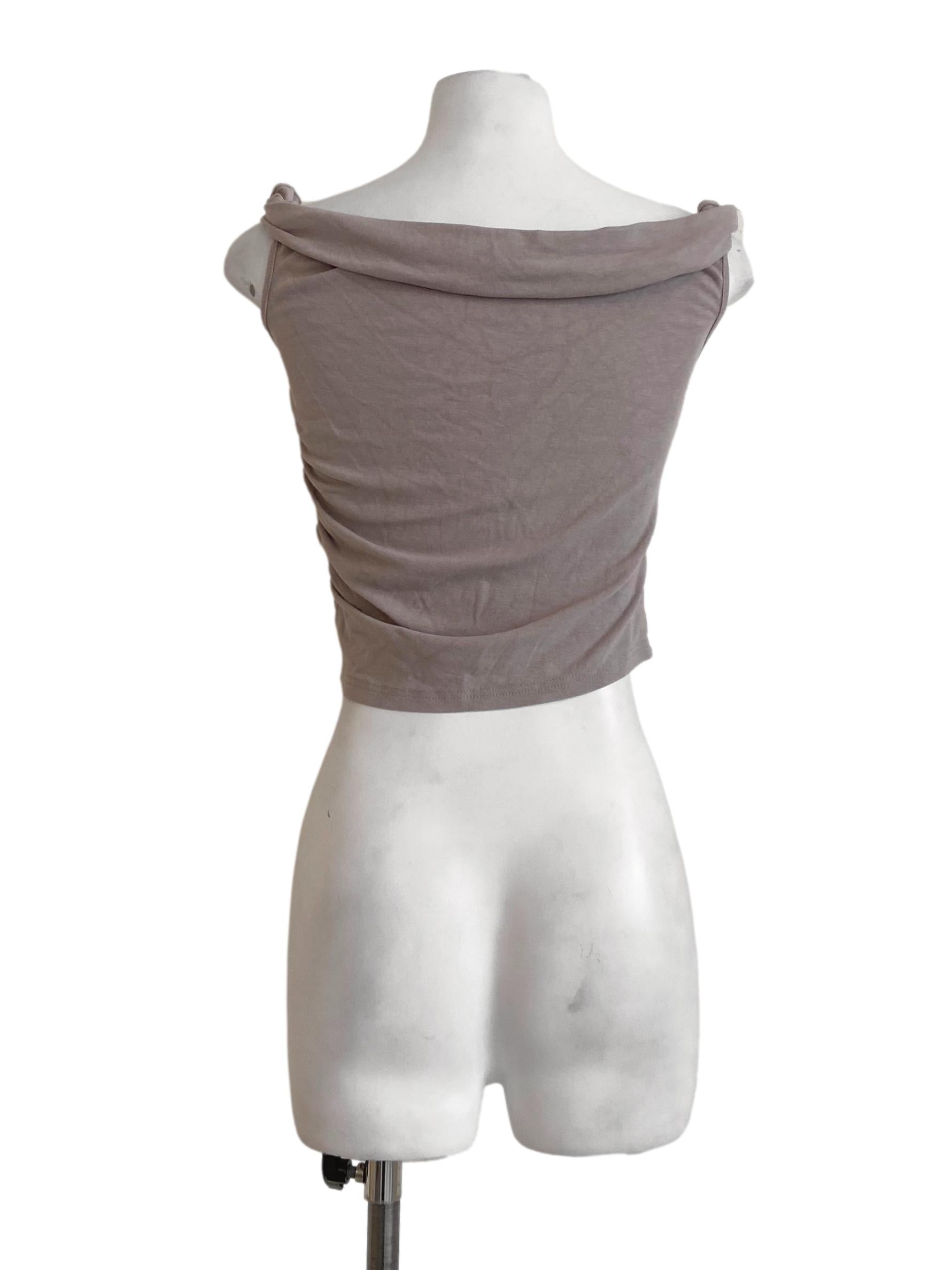 Bone Beige Sleeveless Pencil Stripe Top