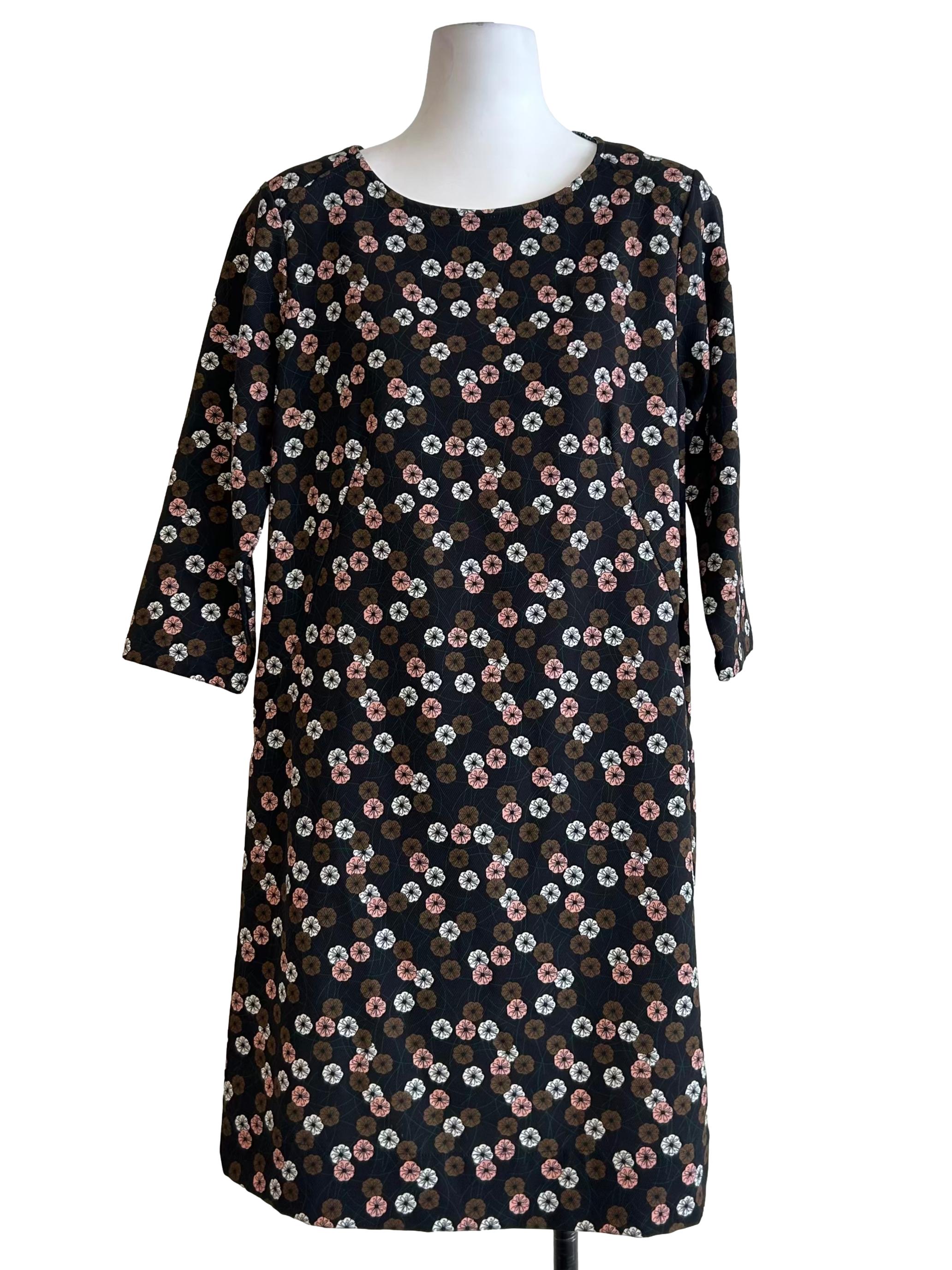 Black Mini Floral Shift Dress