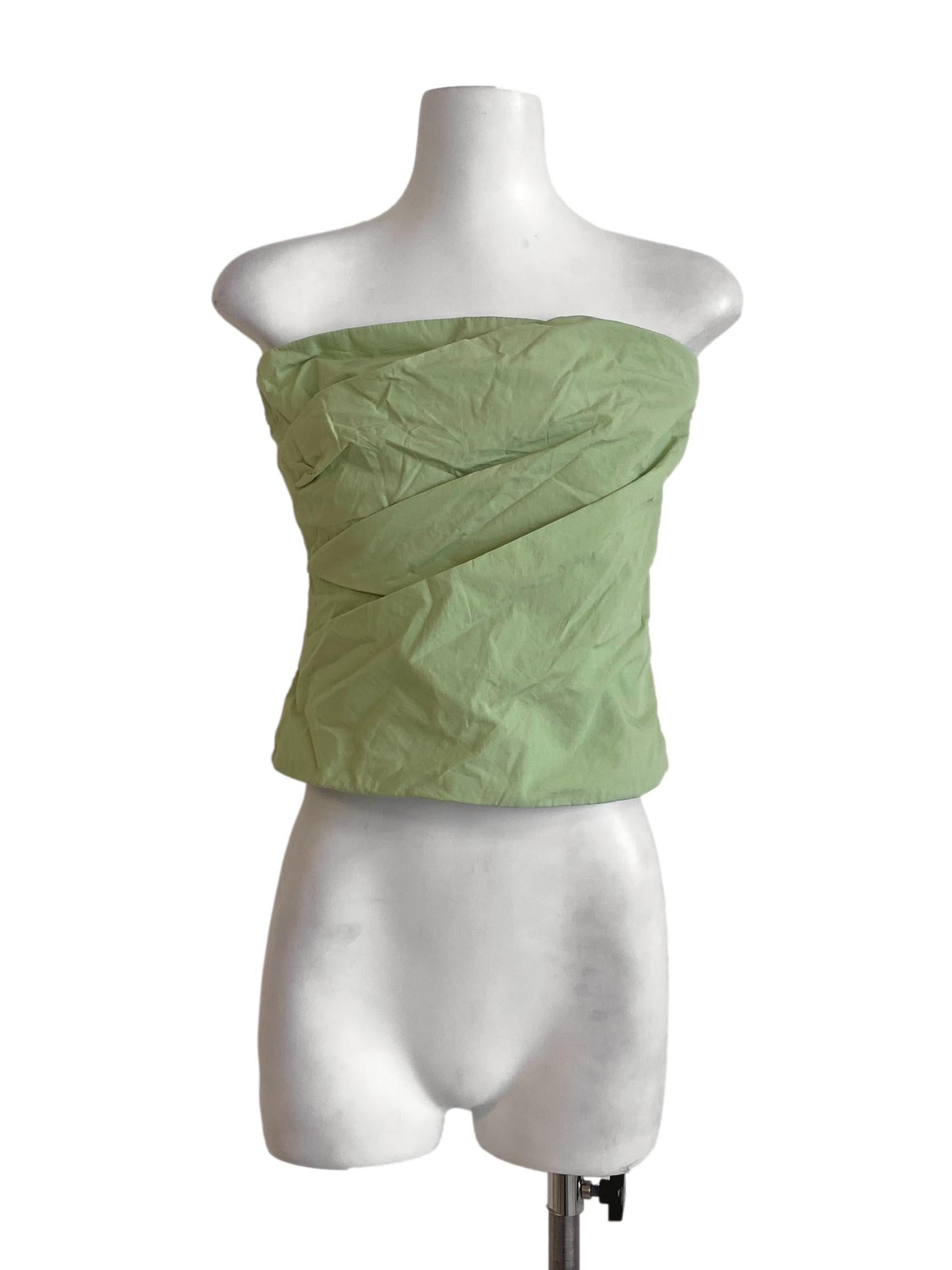 Chartreuse Green Strapless Top
