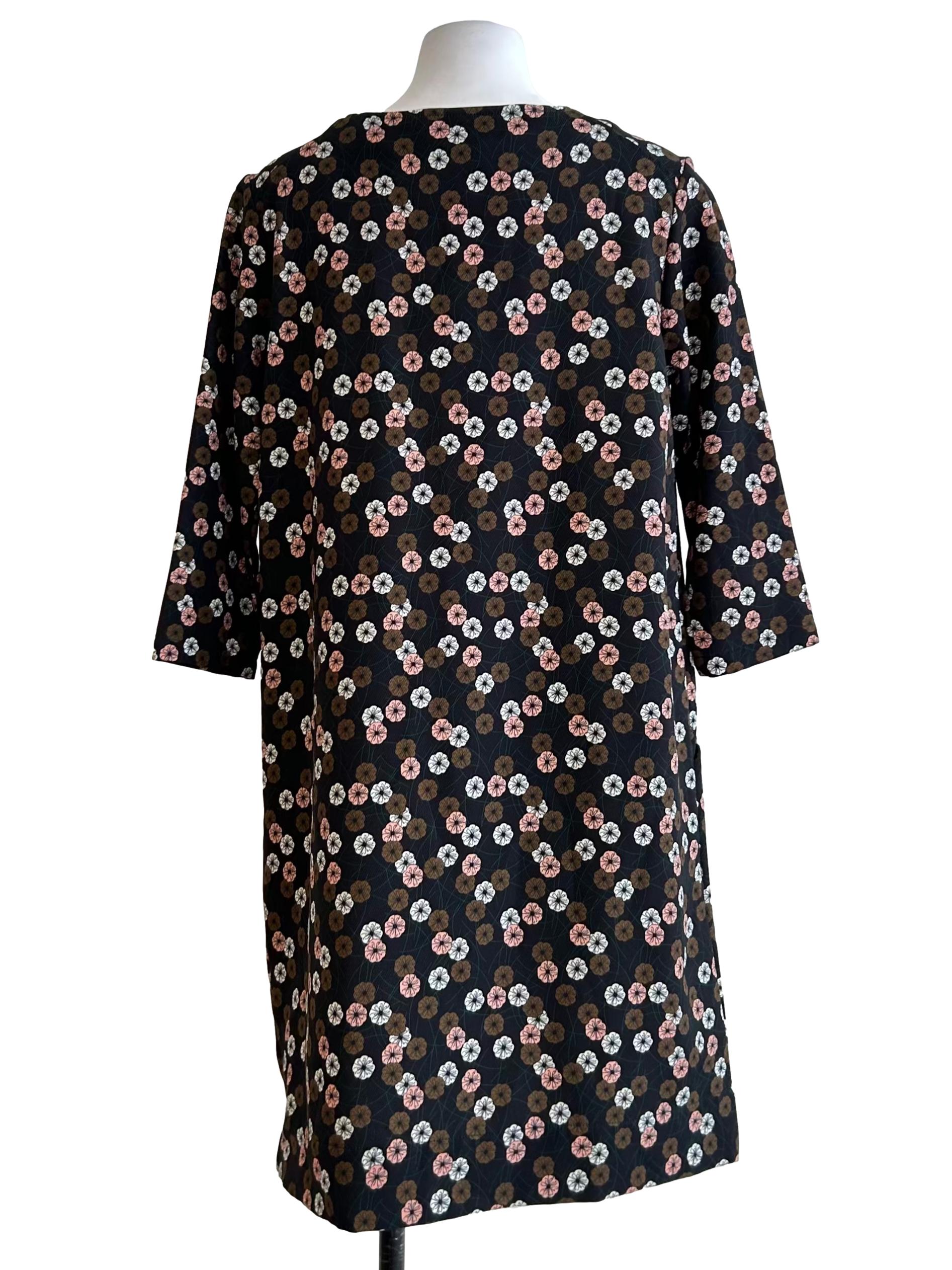 Black Mini Floral Shift Dress
