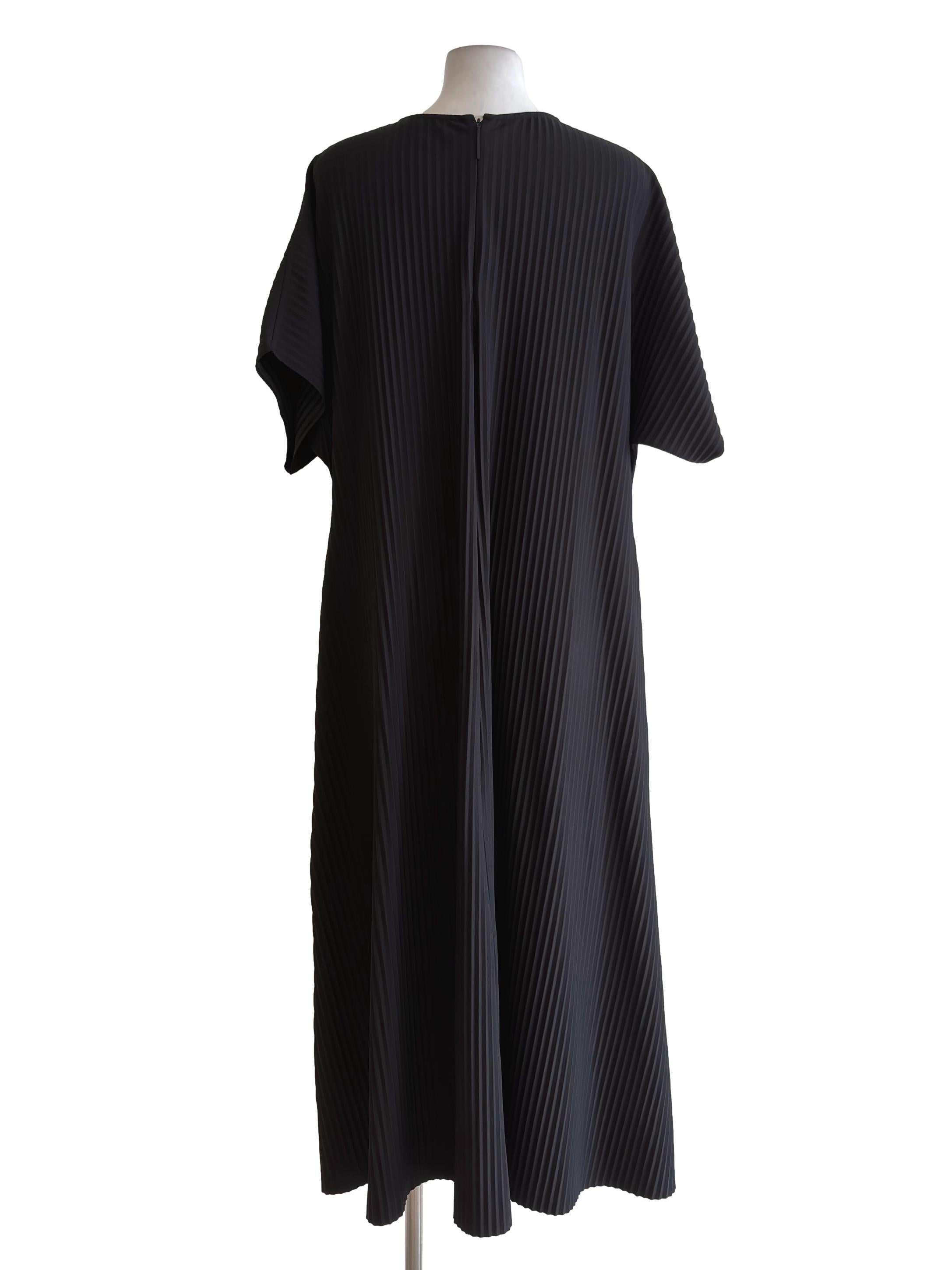 Jet Black Pleated Maxi Dress