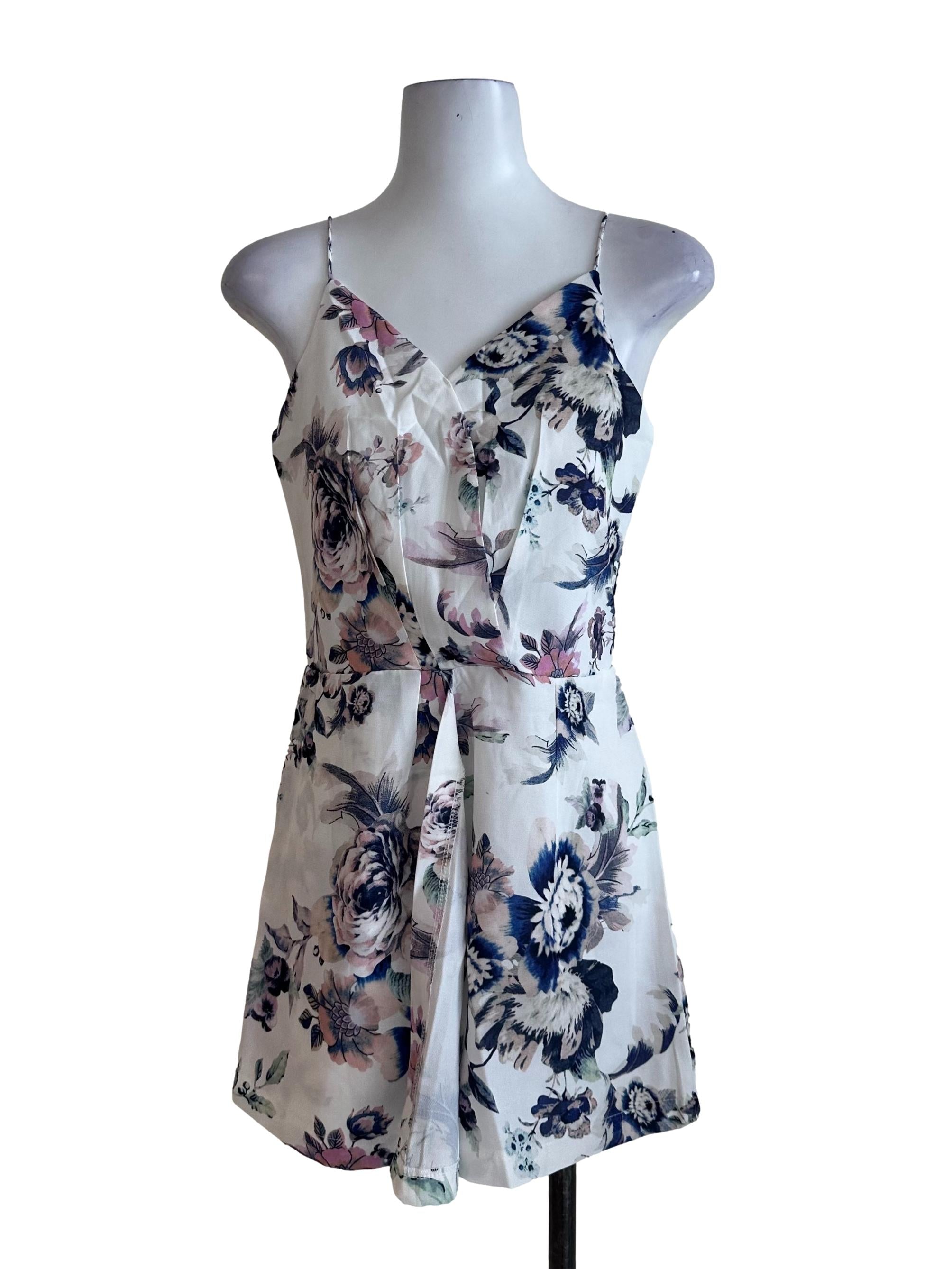 Snow White Floral V Neck Rompers