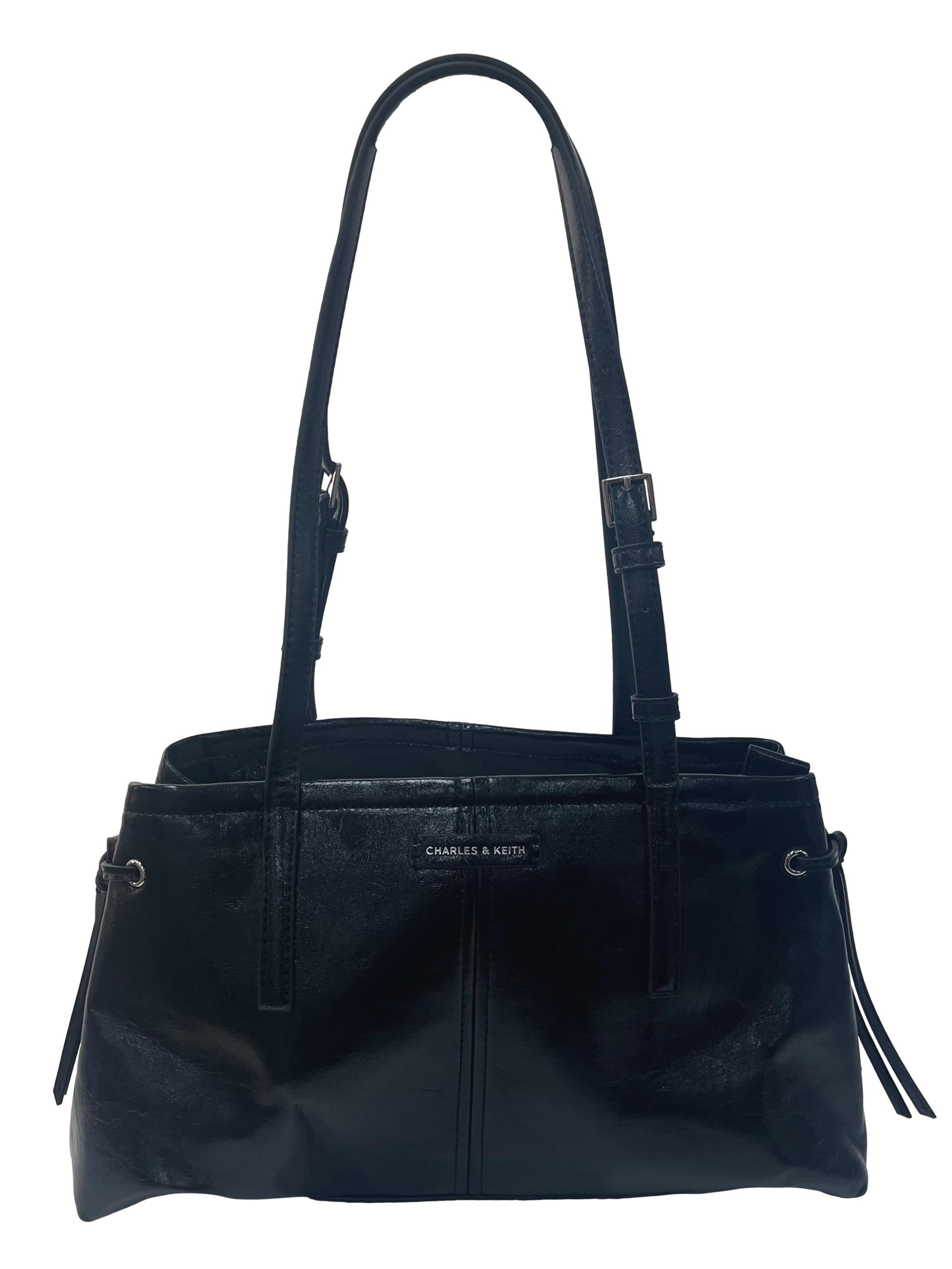 Black Noane Elongated Handle Shoulder Bag