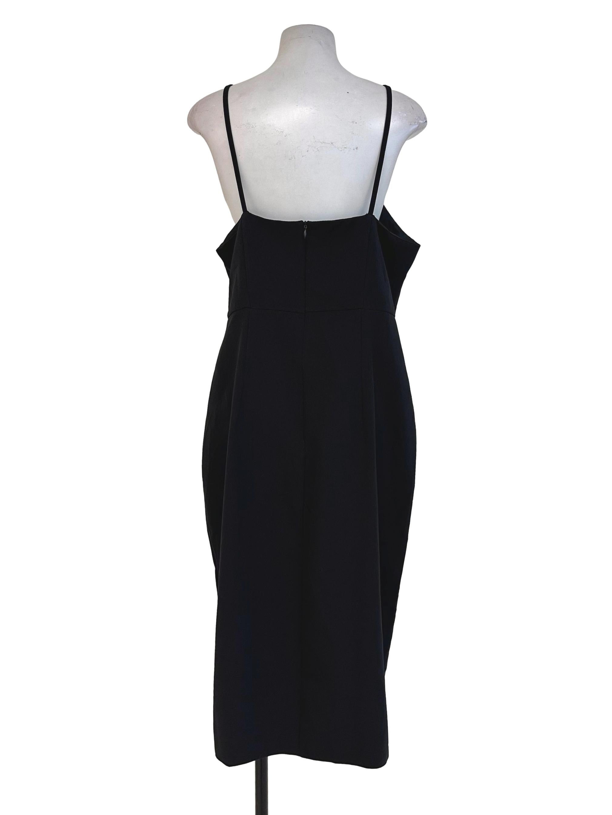 Black Plain Slit Dress