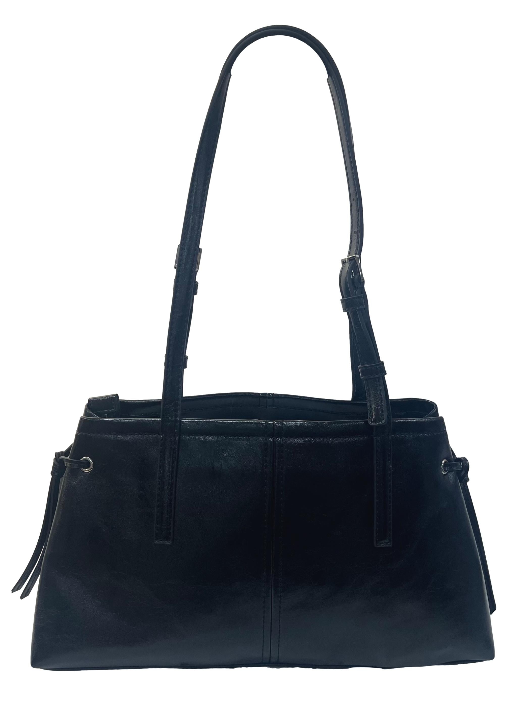 Black Noane Elongated Handle Shoulder Bag