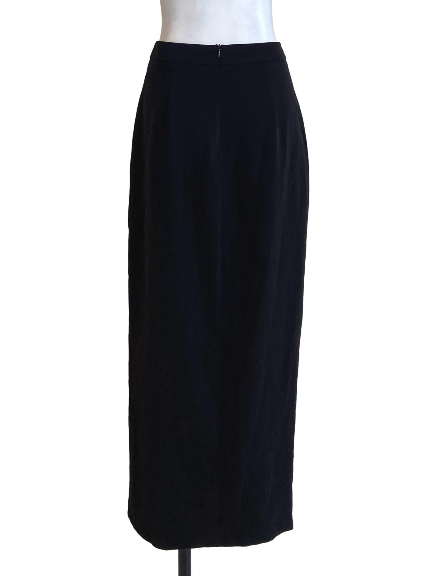 Black Front Slit Twill Tube Skirt