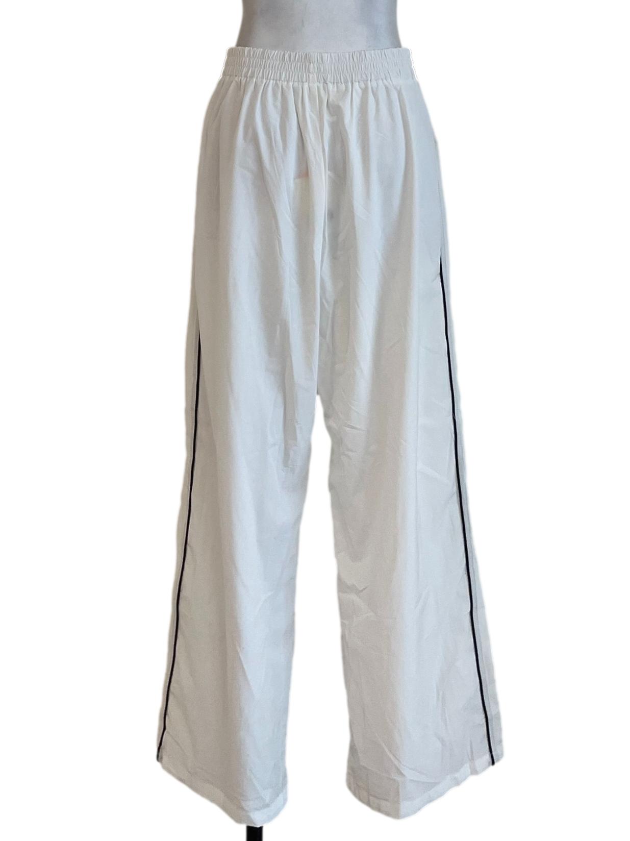 White Bryce Contrast Nylon Pants