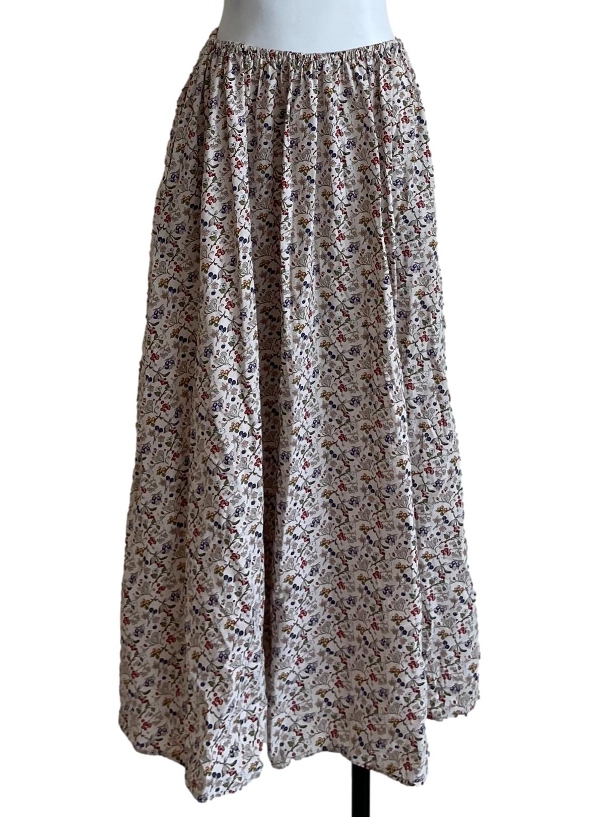 Parchment White Floral A-Line Skirt