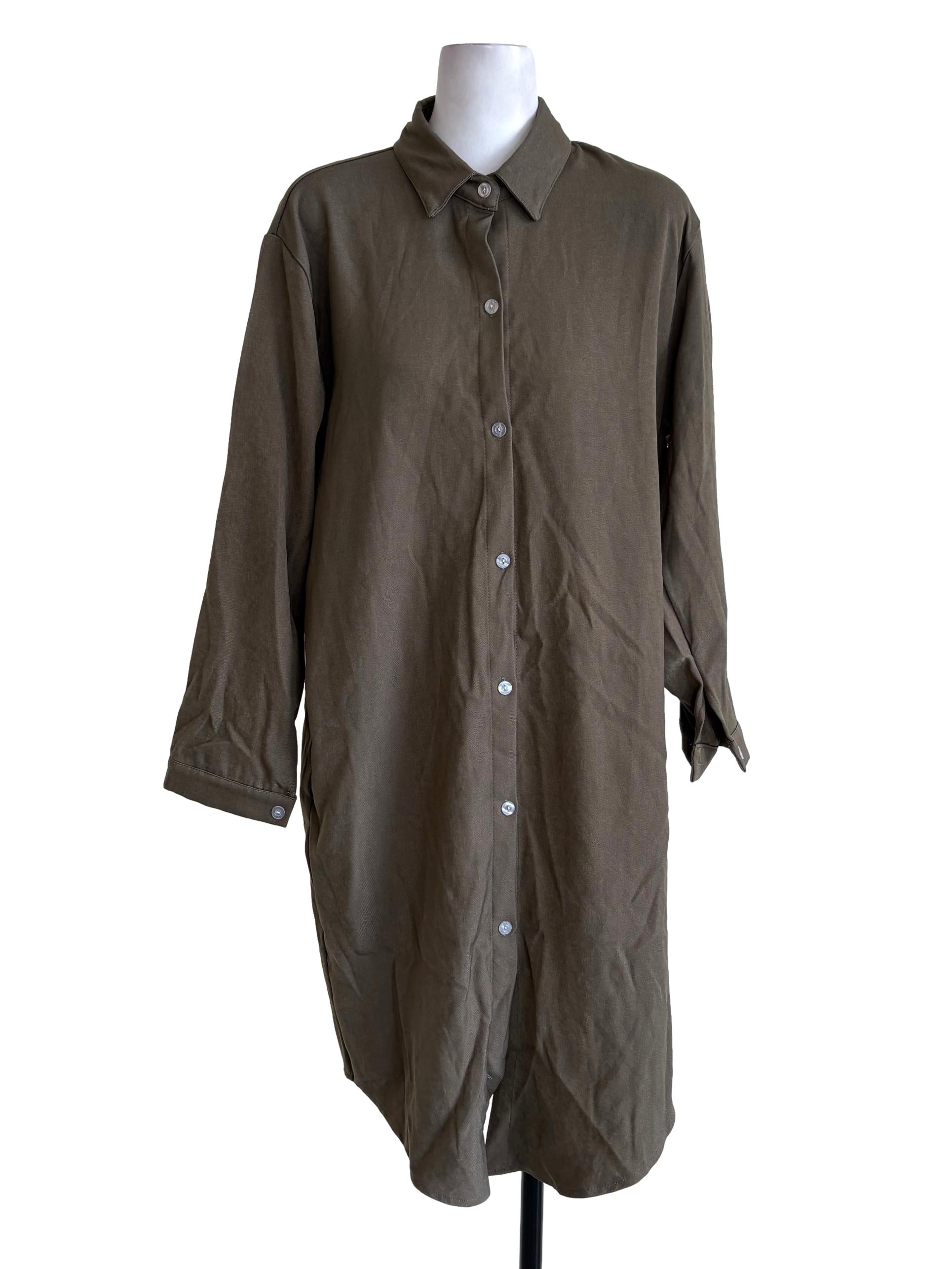 Crocodile Green Buttoned Shirt Dress