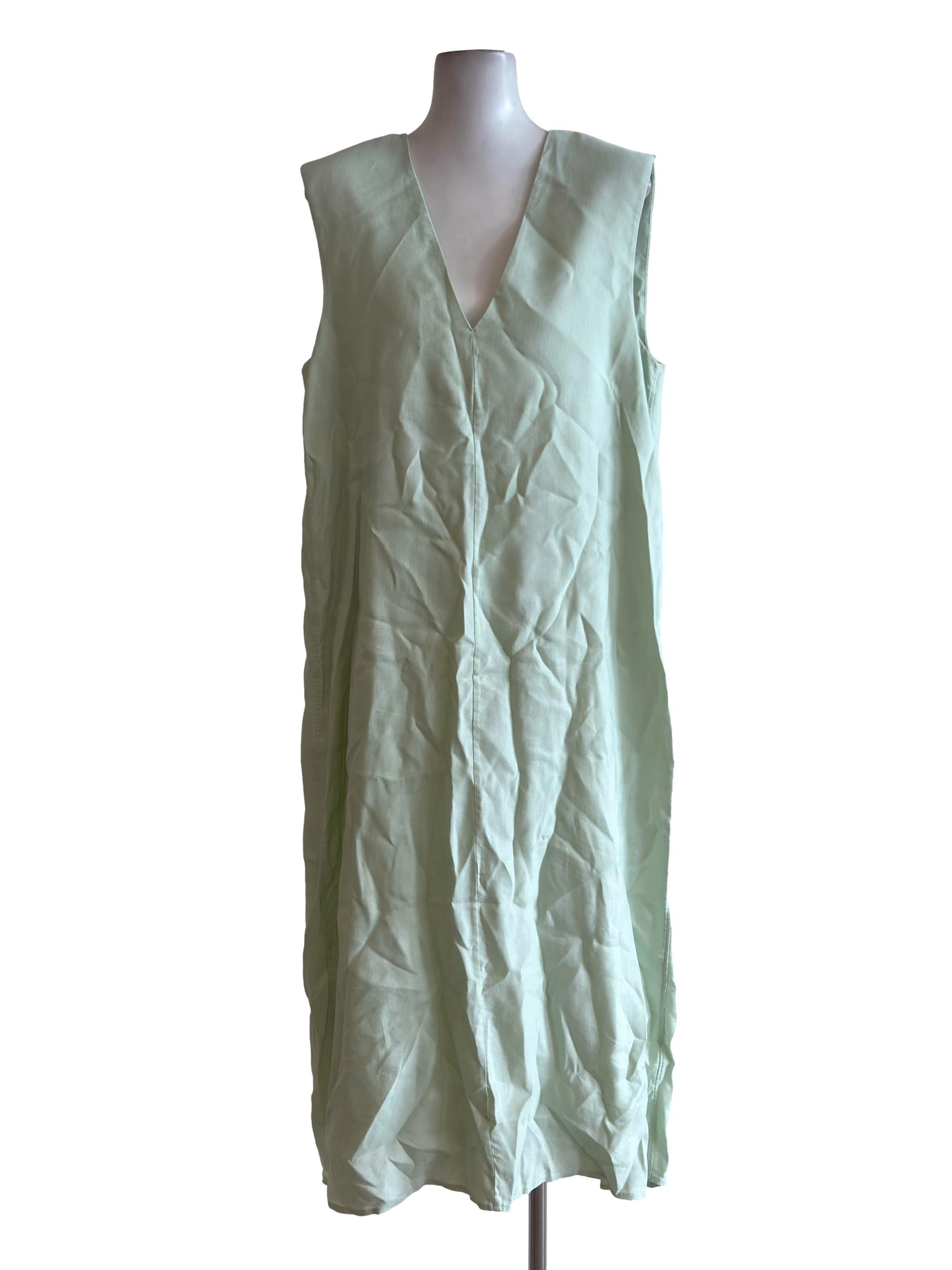 Mint Green V Neck Maxi Shift Dress