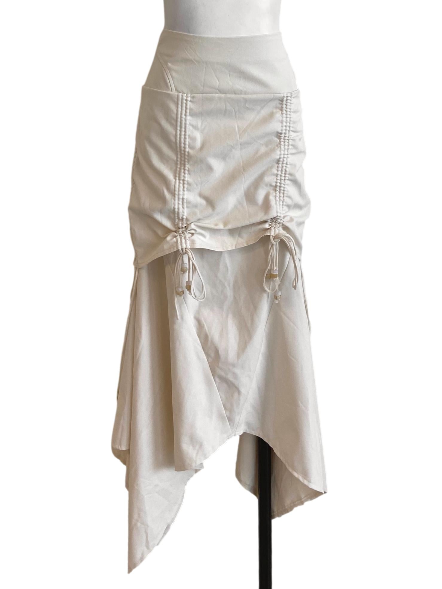 Egg Shell High Waist Asymmetric Skirt