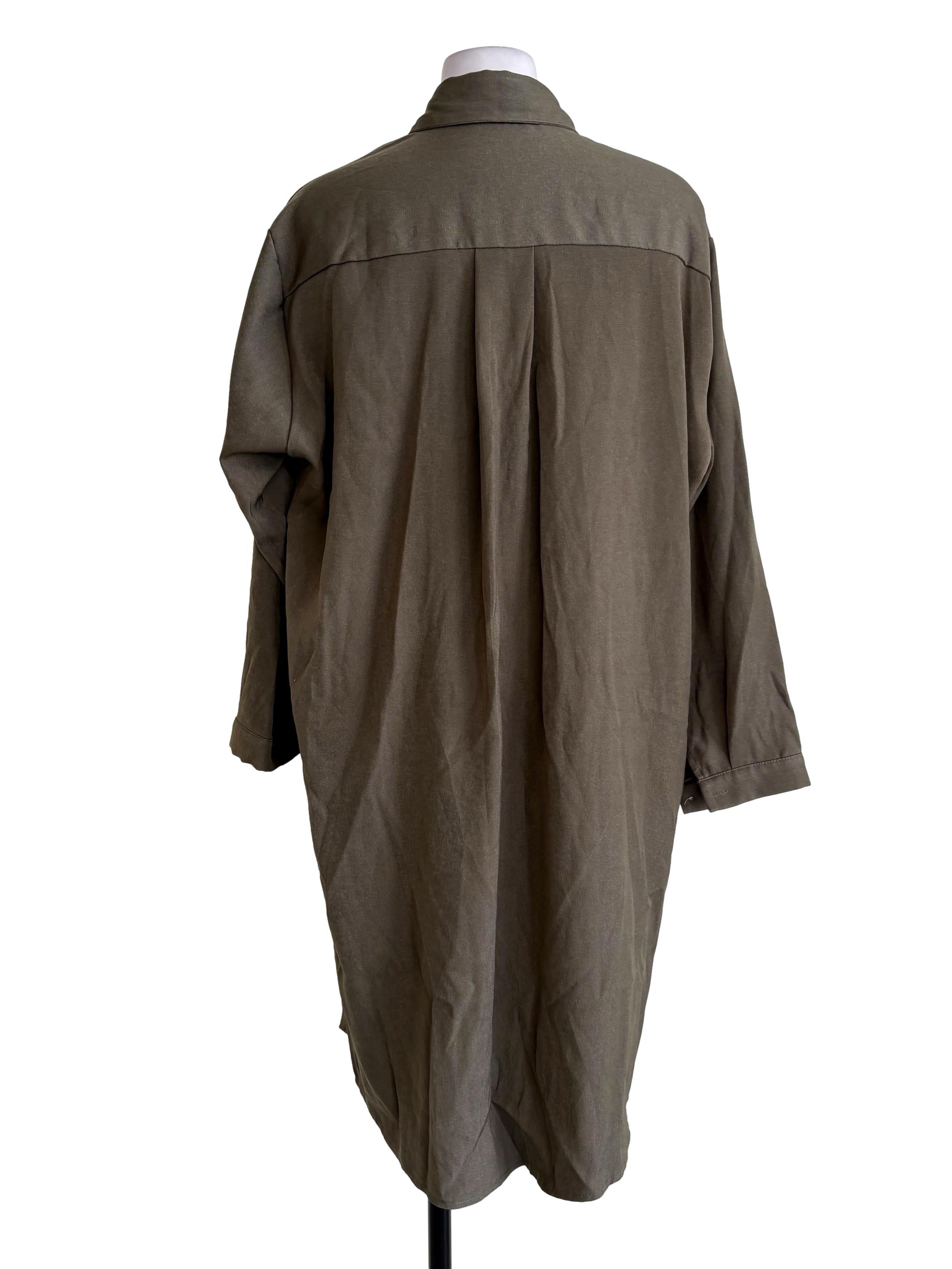 Crocodile Green Buttoned Shirt Dress