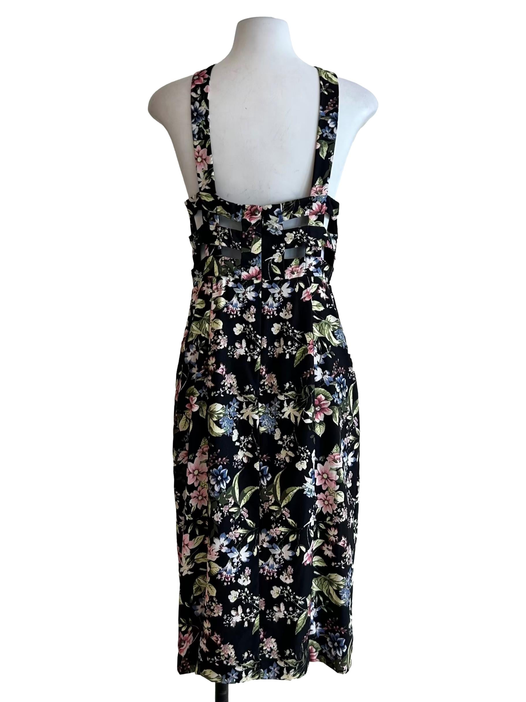 Black Floral Halter Dress