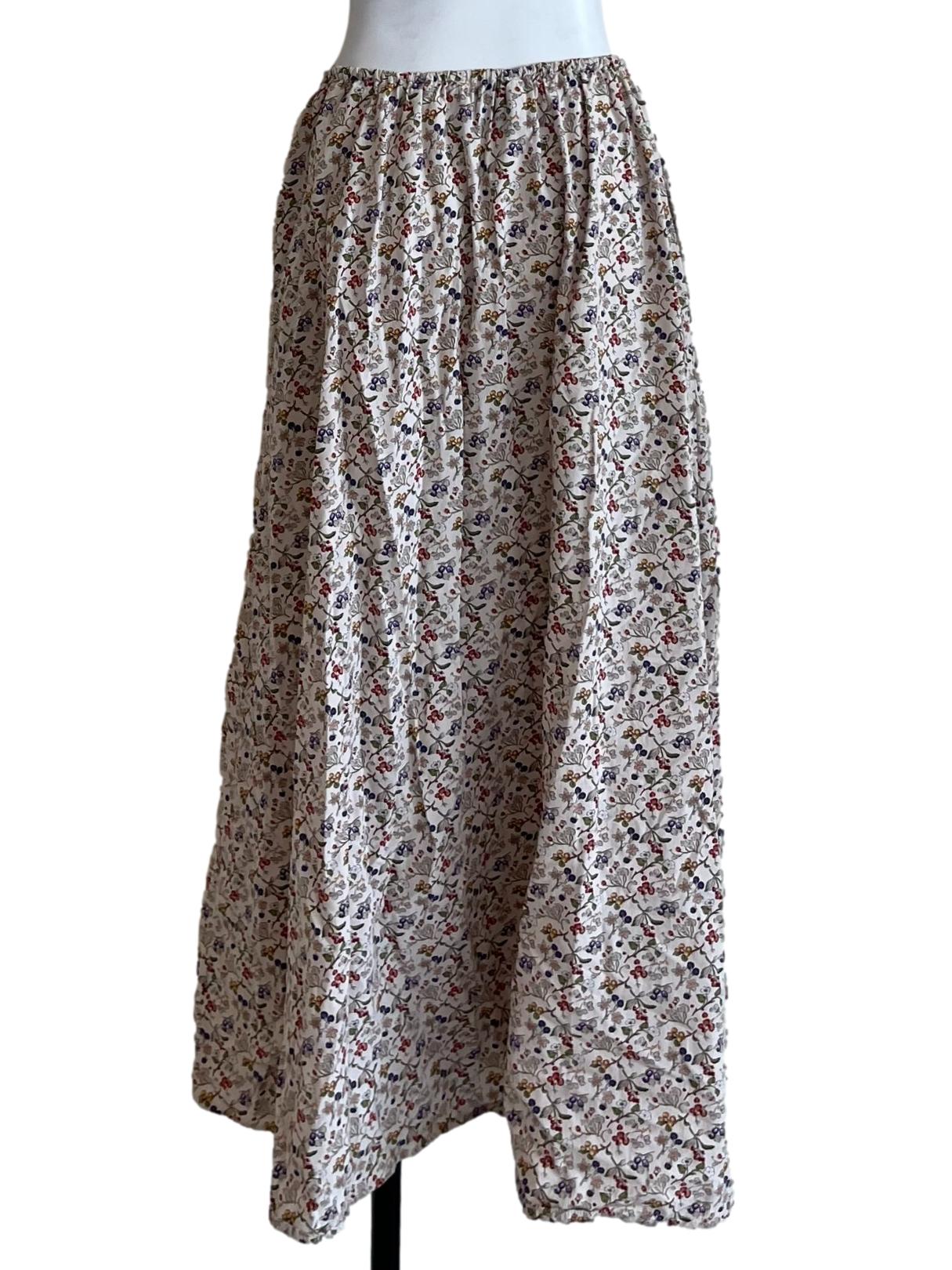 Parchment White Floral A-Line Skirt