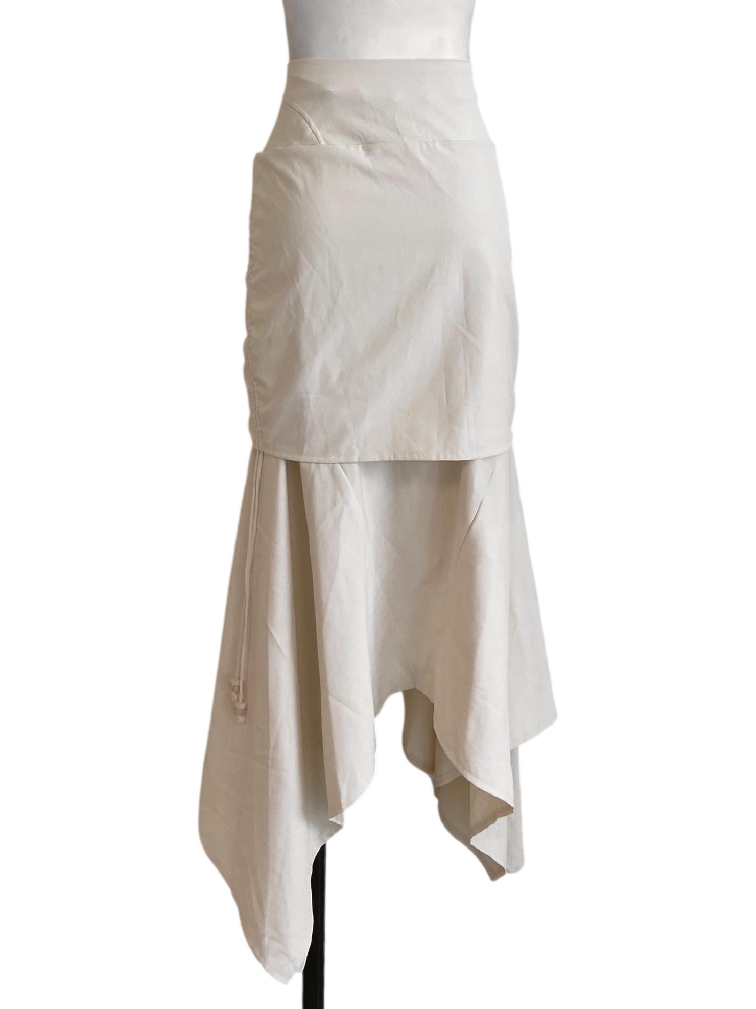 Egg Shell High Waist Asymmetric Skirt
