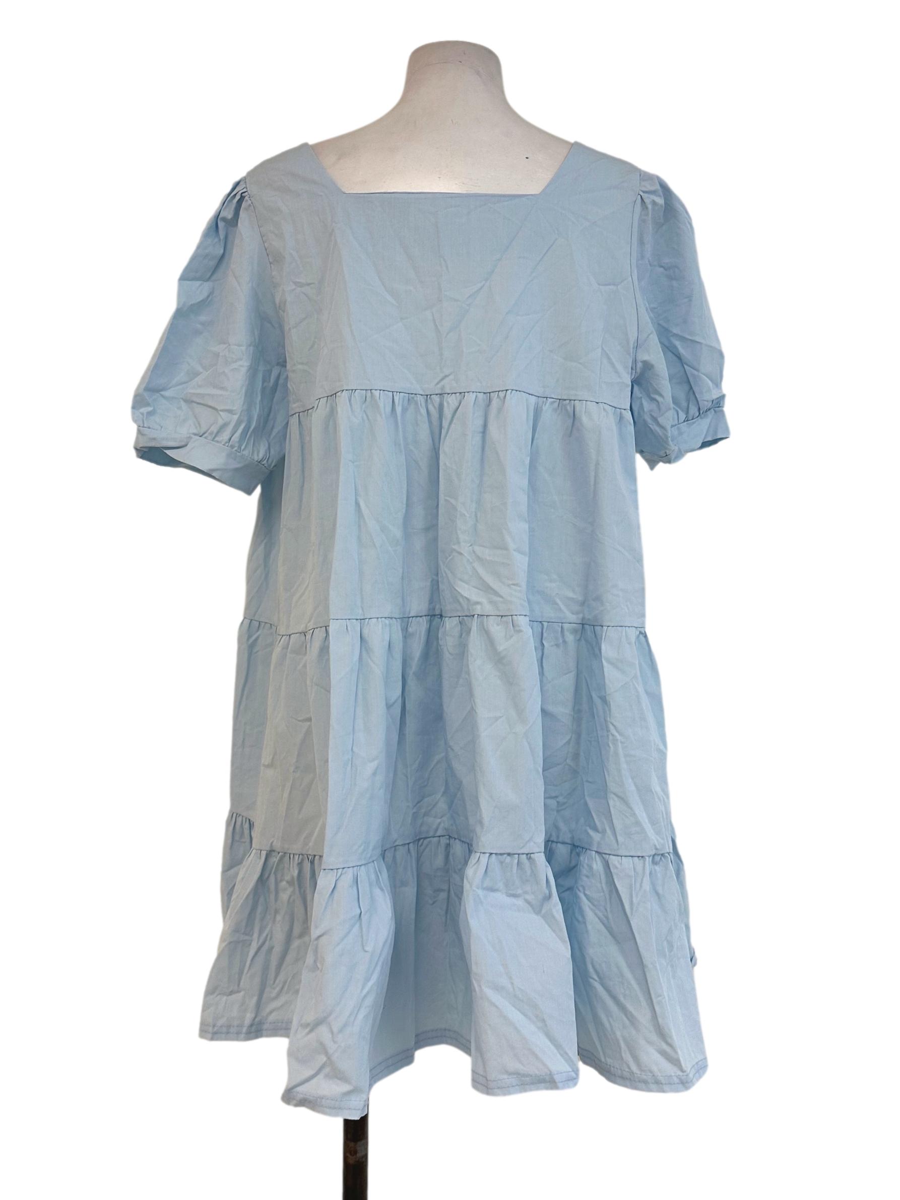 Light Blue Plain Mini Dress