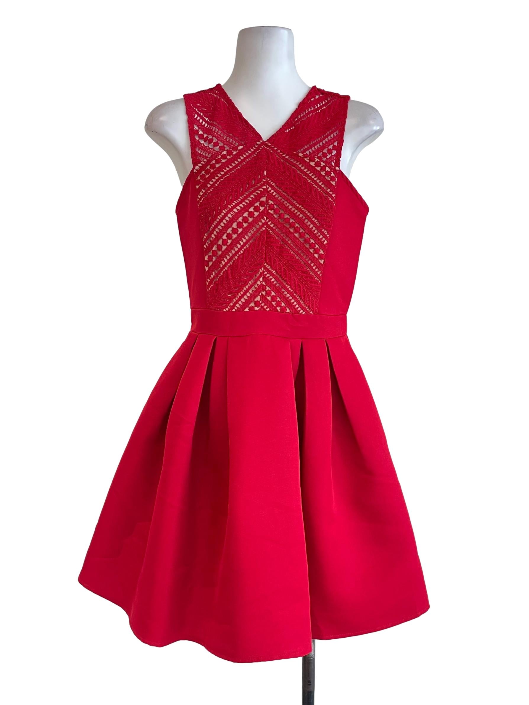 Red Lace Top Babydoll Dress