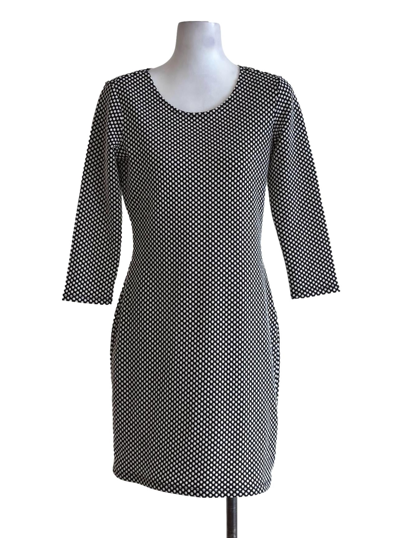 Black White Polka Dot Bodycon Dress