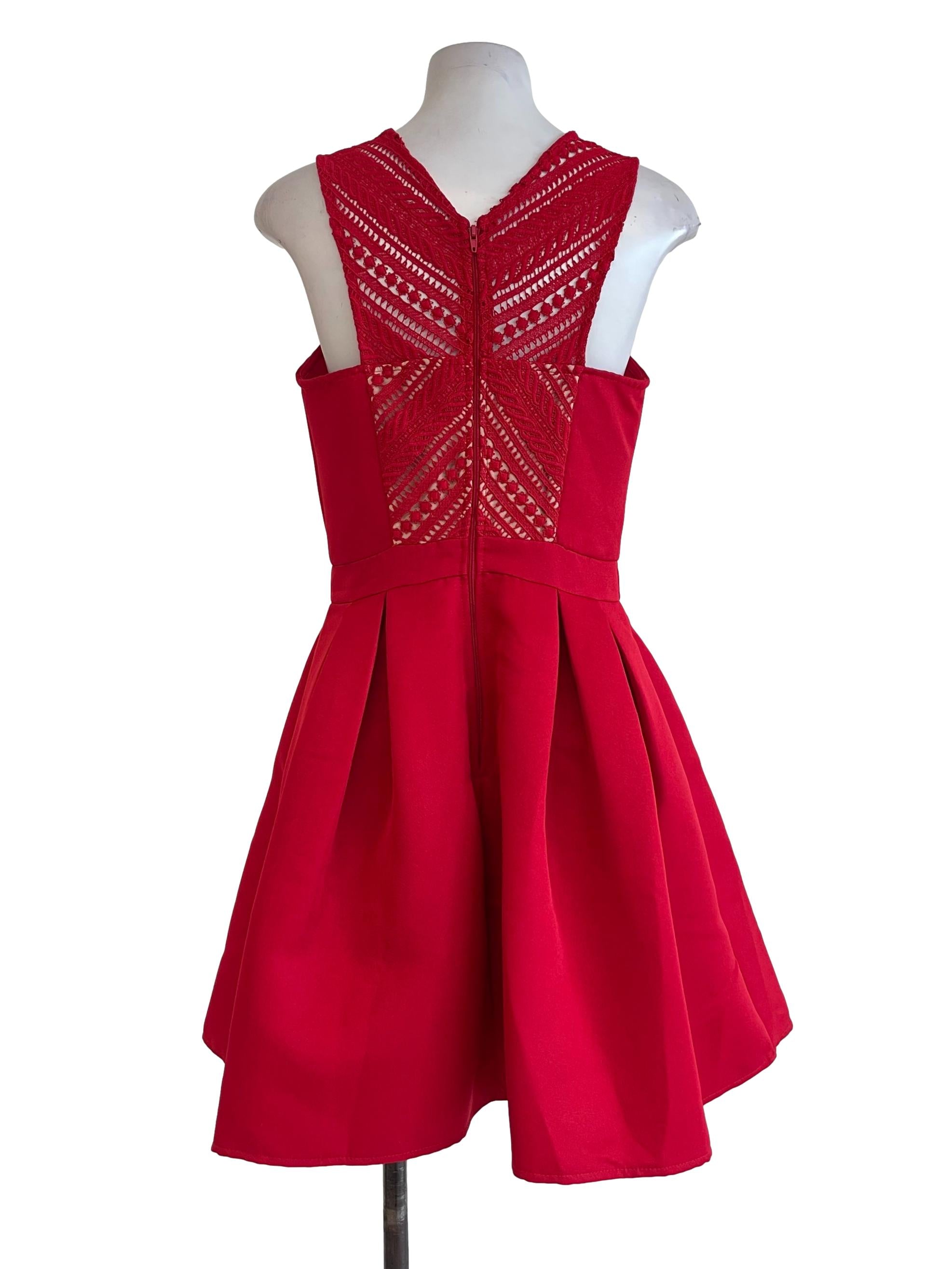 Red Lace Top Babydoll Dress