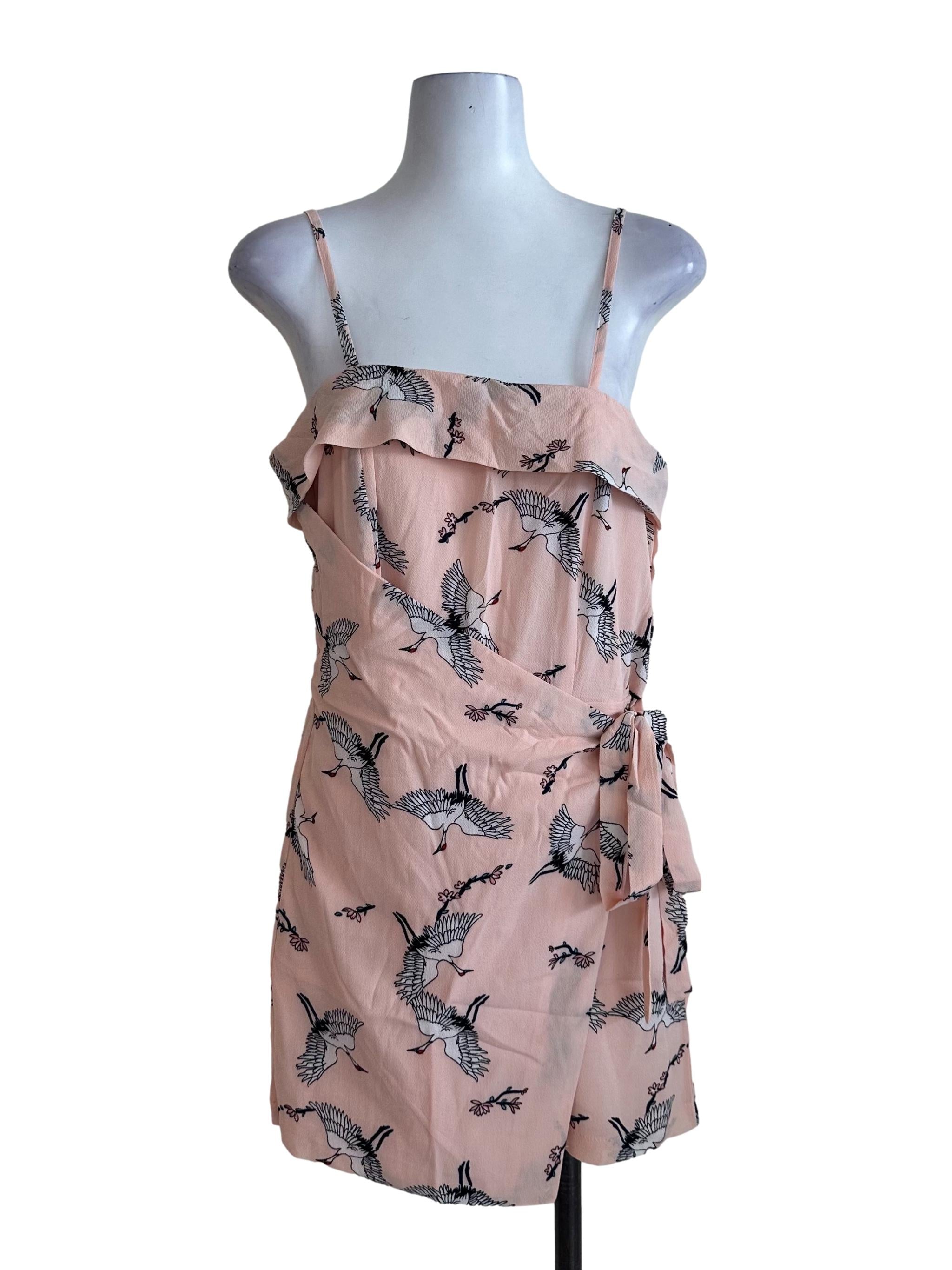 Peach Pink Pattern Wrap Rompers