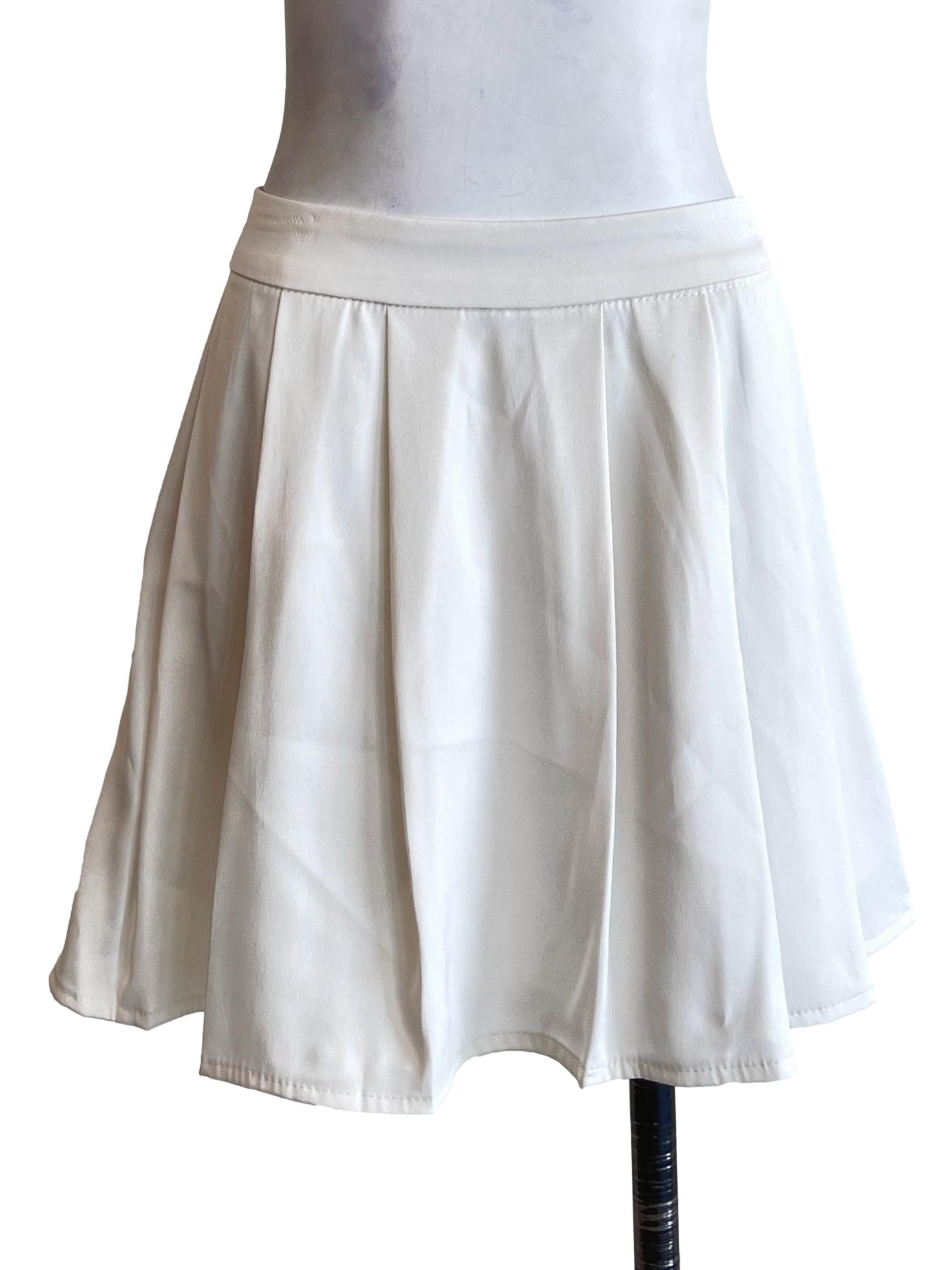 Daisy White Pleated A-Line Skirt