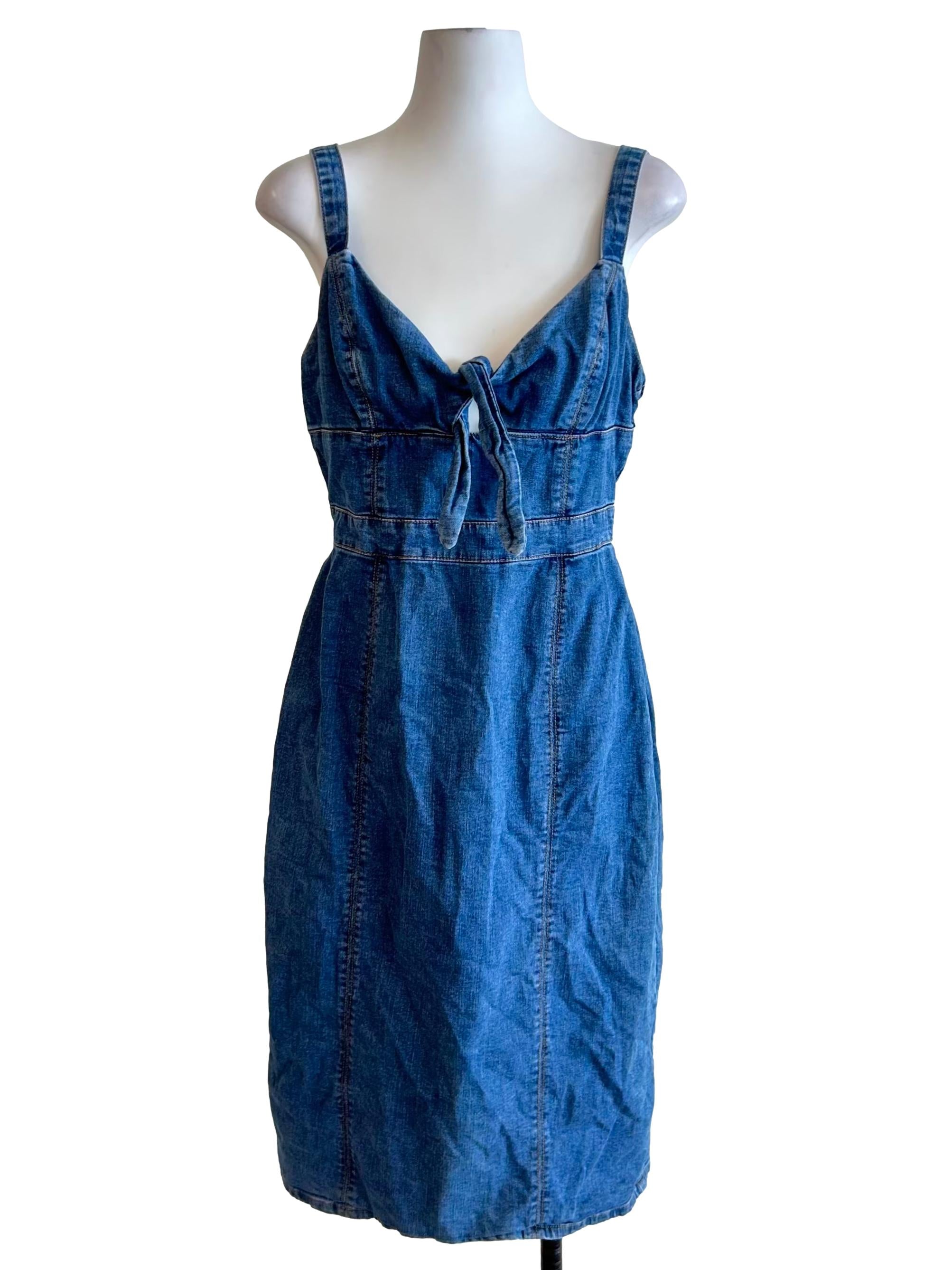 Denim Tie Front Cami Dress