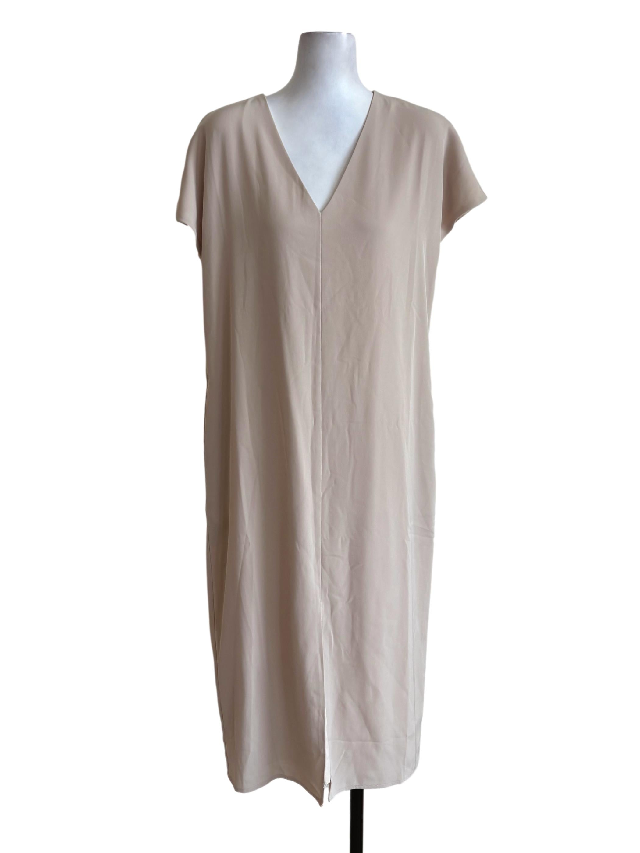 Cream Front Slit Shift Dress OSN