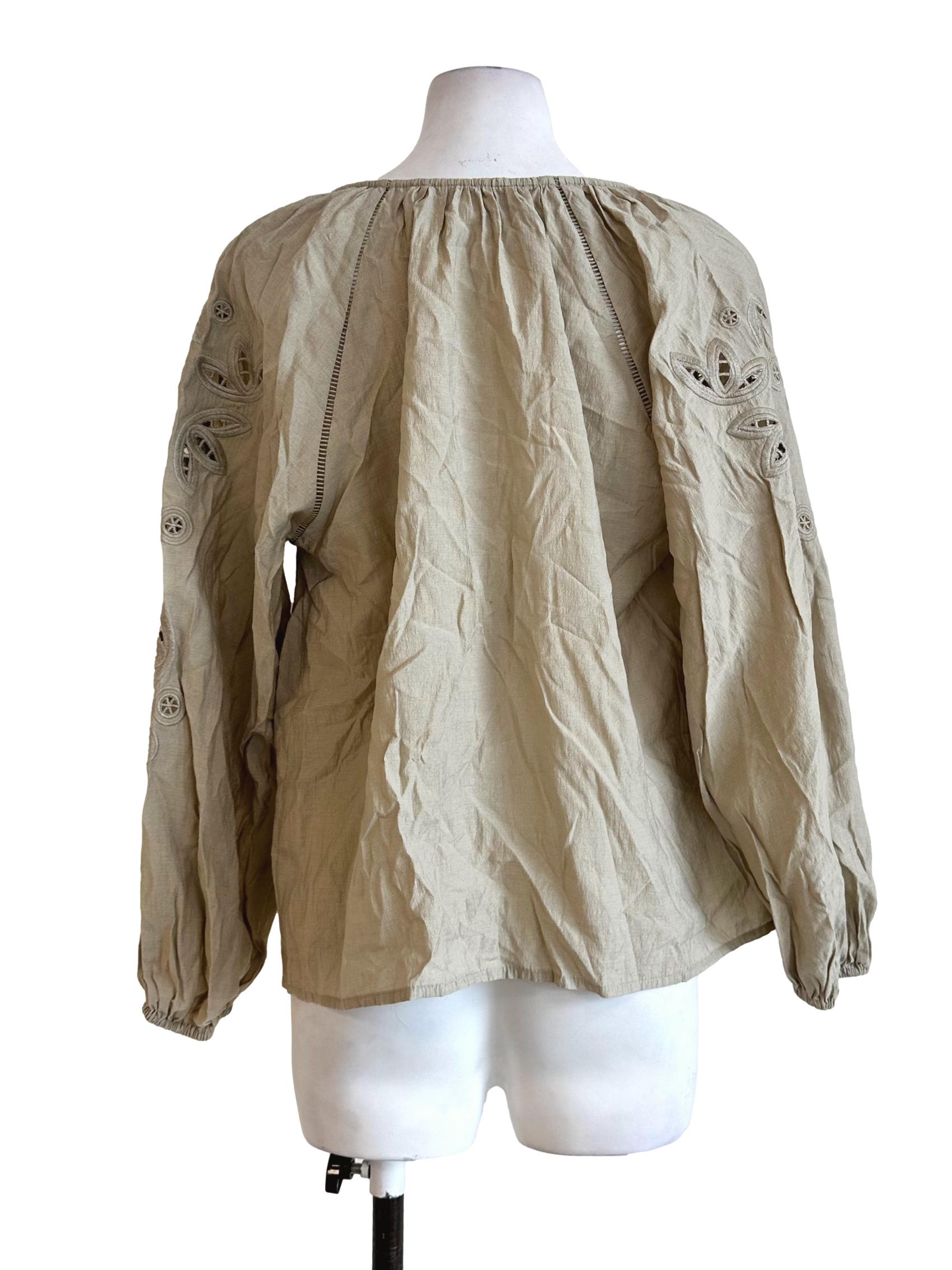Olive Green Embroidery Sleeves Top LB