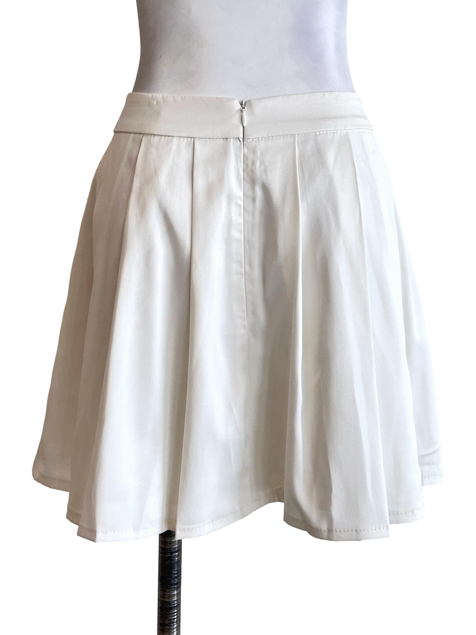 Daisy White Pleated A-Line Skirt