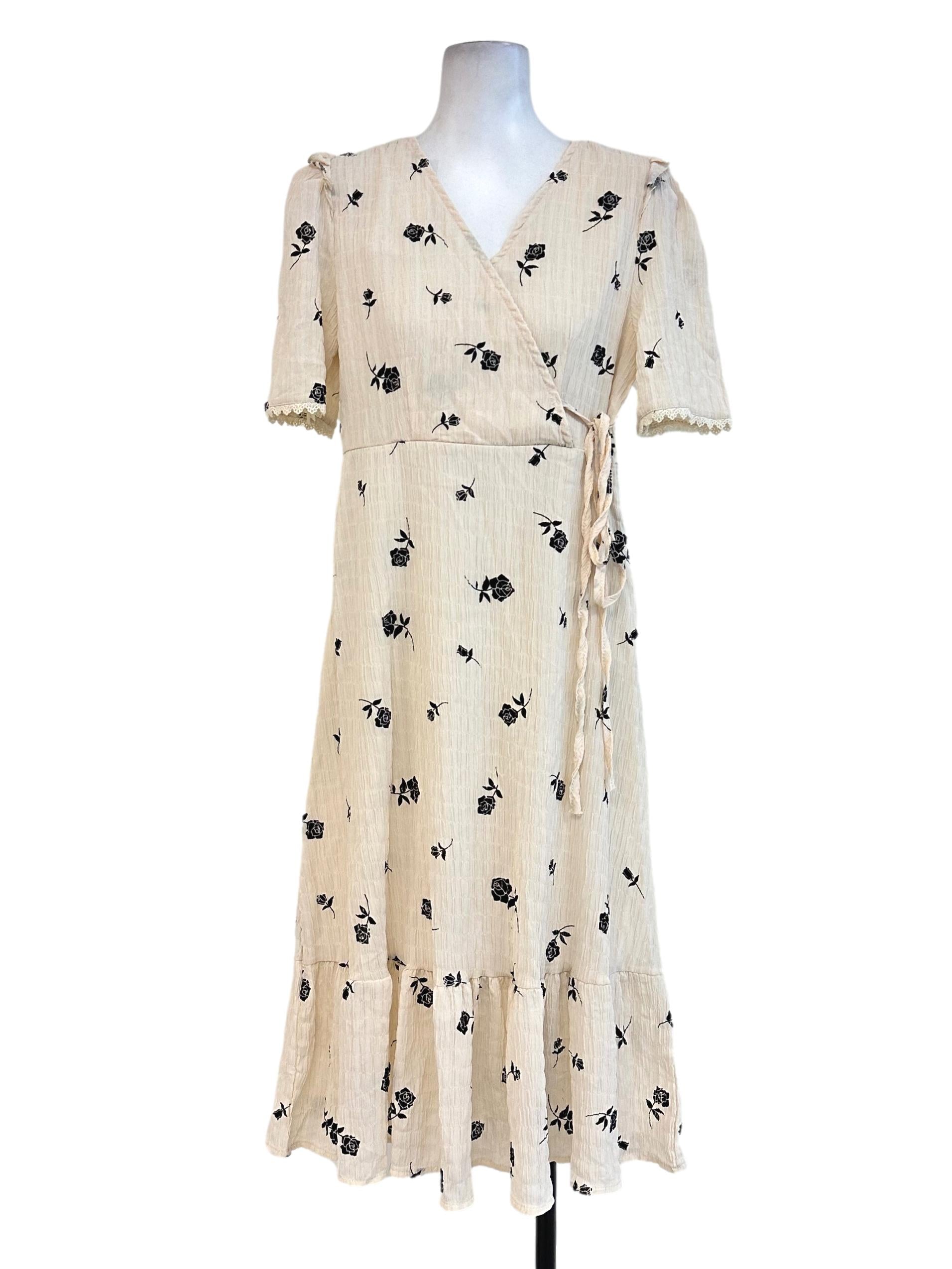 Cream Floral Pattern Dress