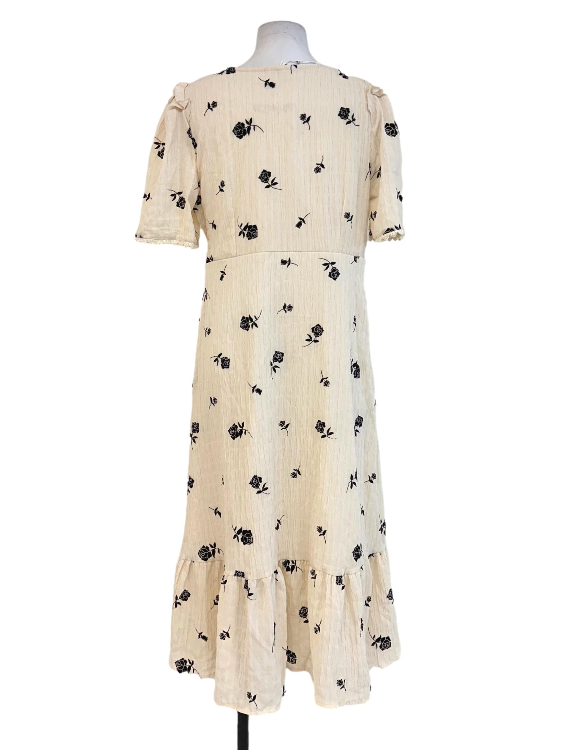 Cream Floral Pattern Dress