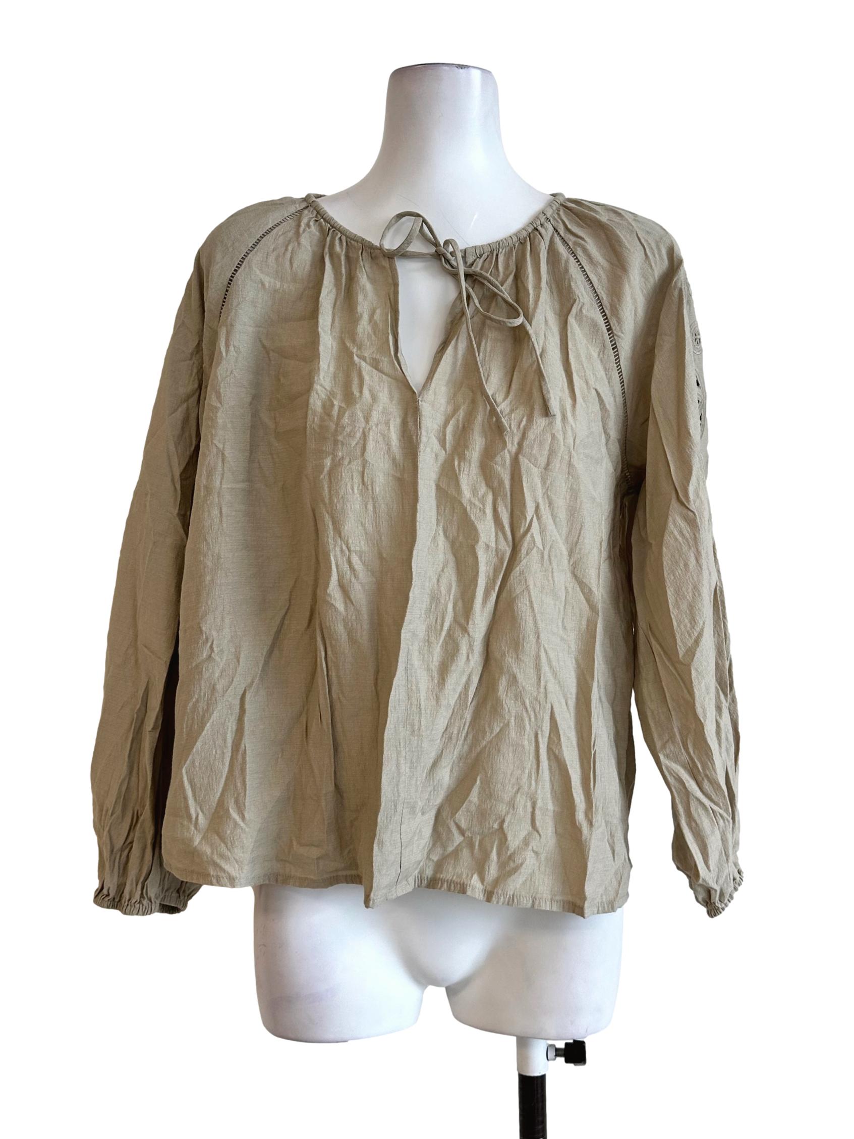 Olive Green Embroidery Sleeves Top LB