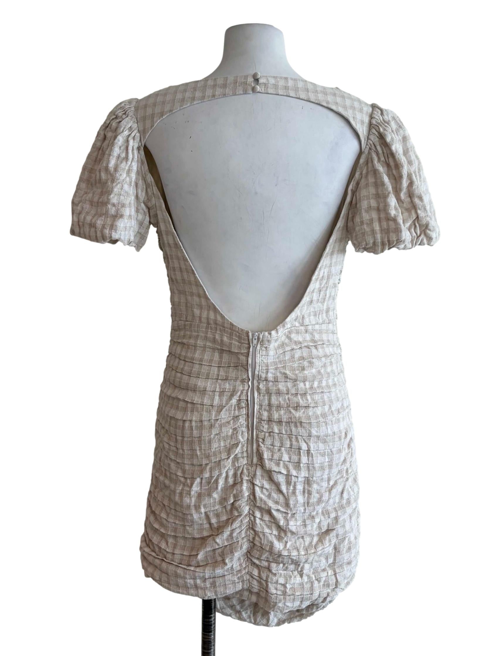 Daisy Beige Plaid Bodycon Dress