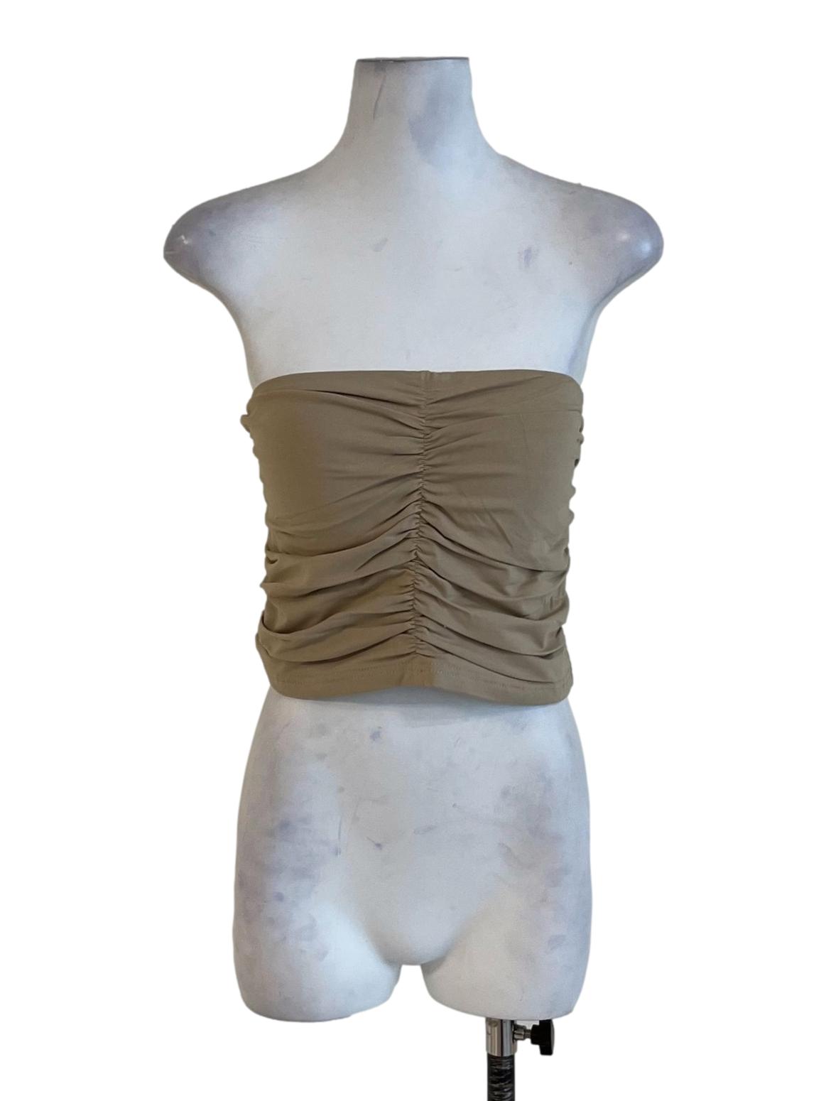 Beige Anaya Ruched Tube Padded Top