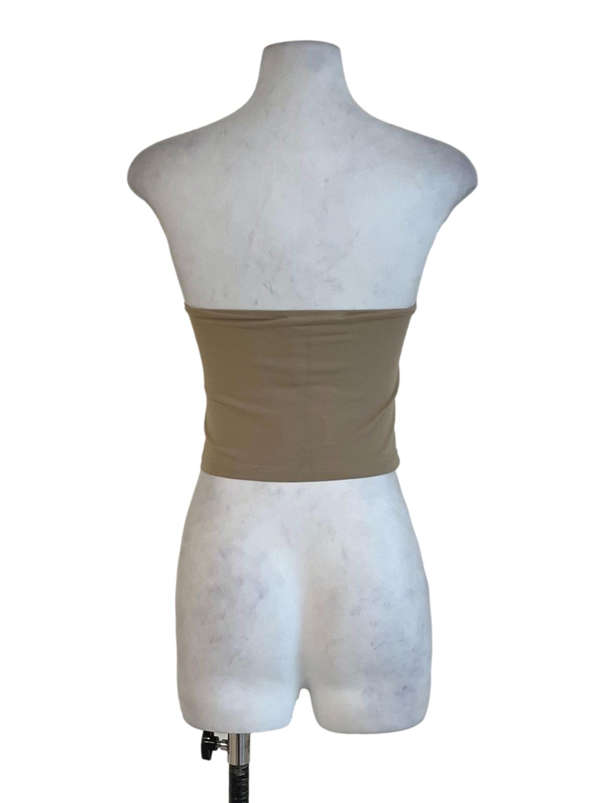 Beige Anaya Ruched Tube Padded Top