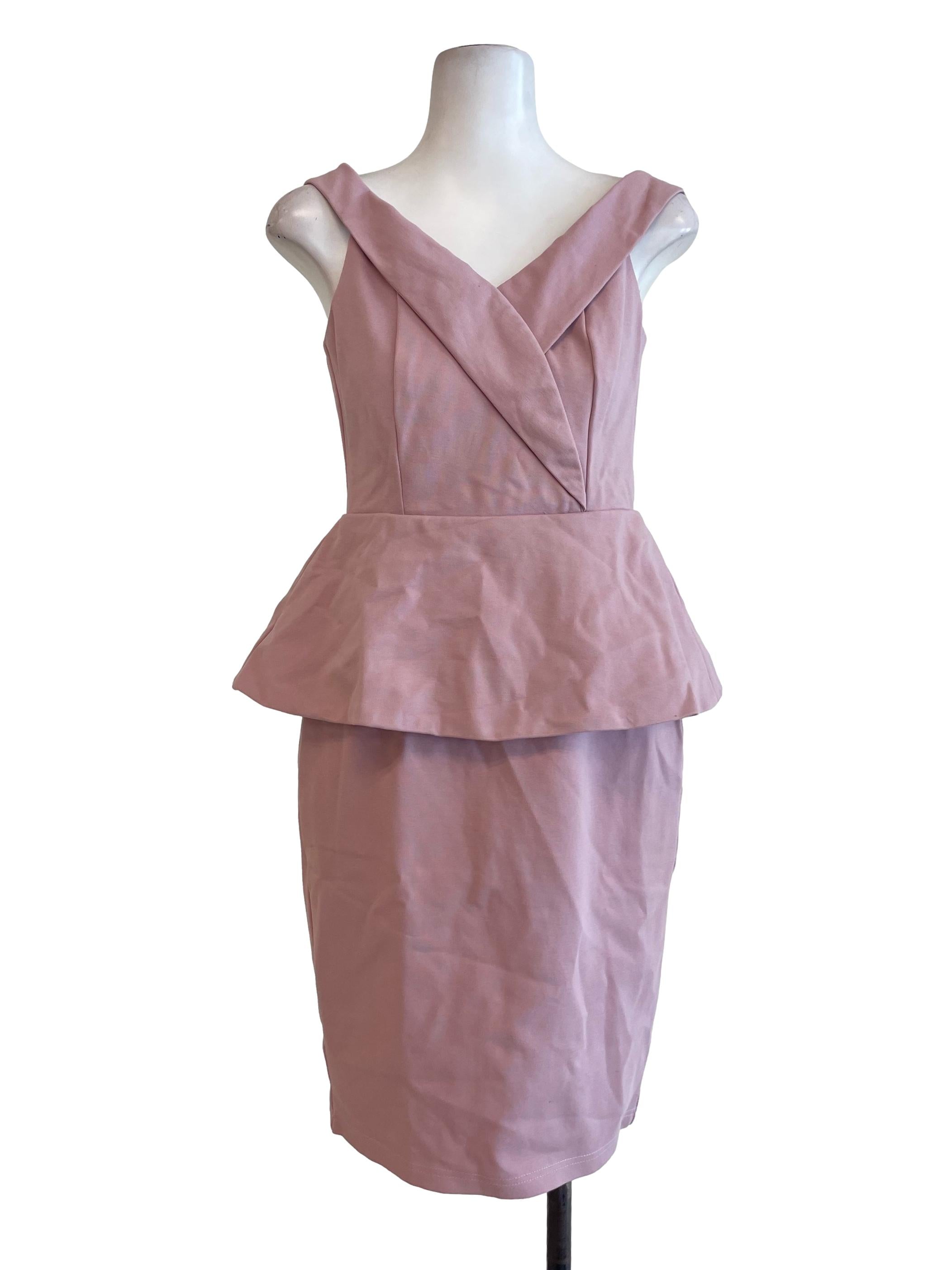 Peach Peplum Off Shoulder Dress