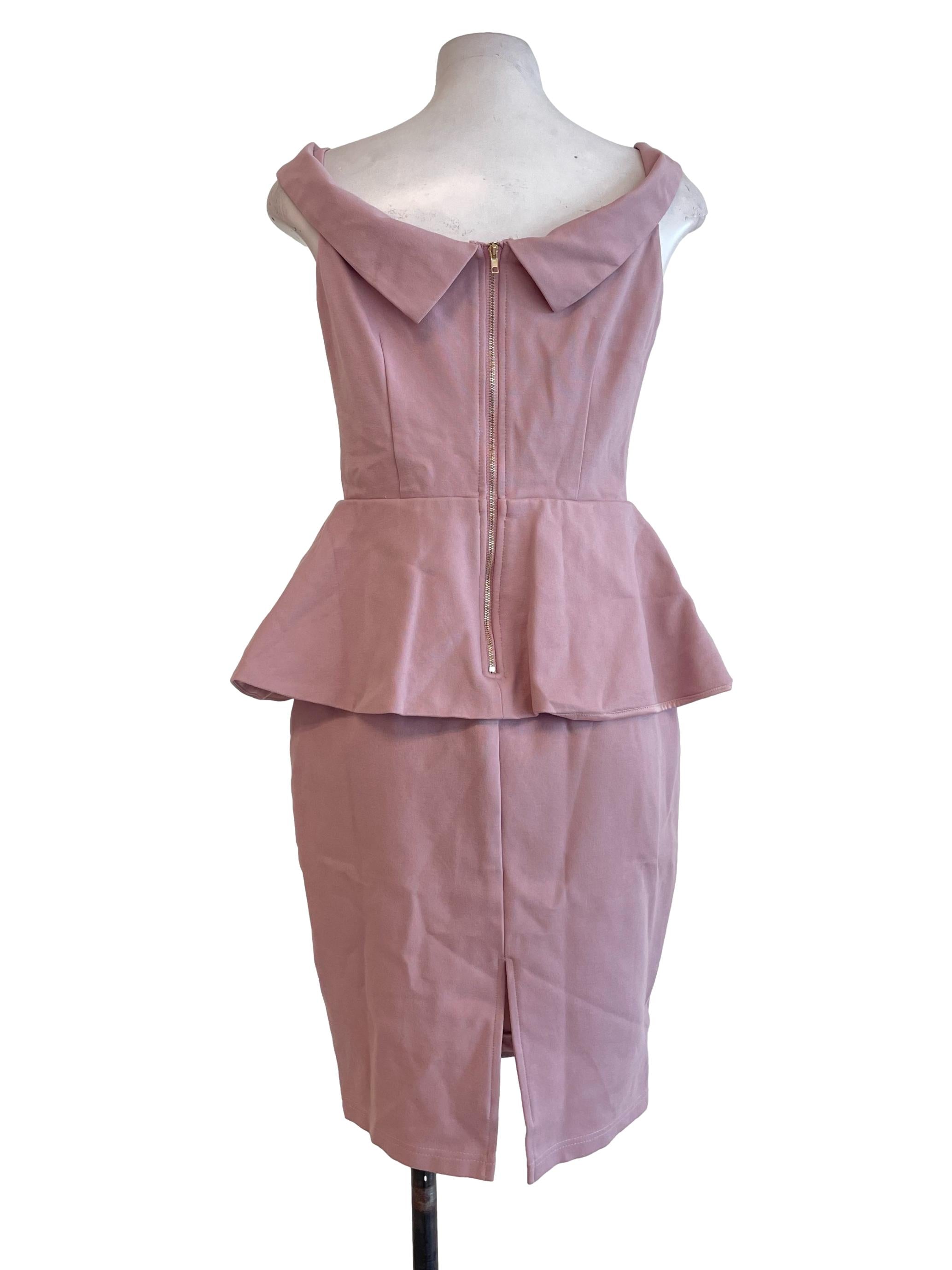Peach Peplum Off Shoulder Dress