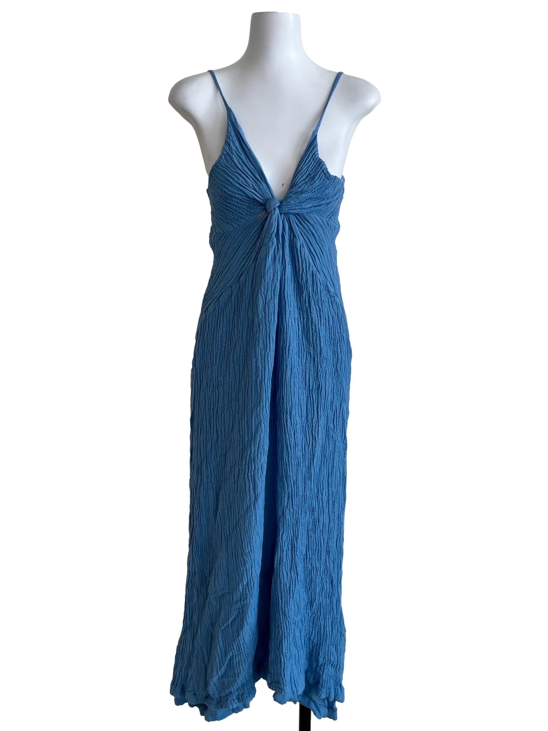 Sky Blue Plisse Babydoll Dress