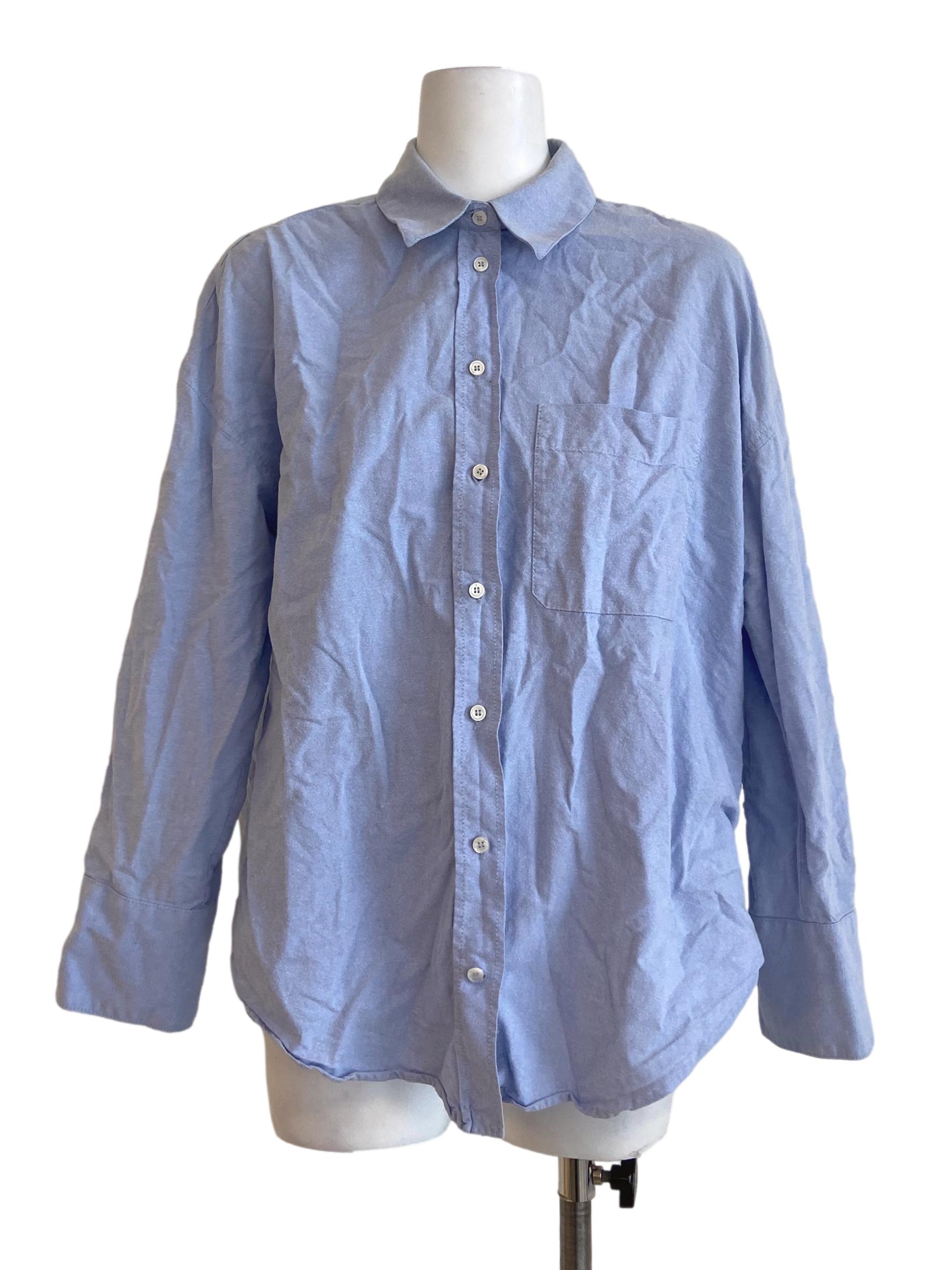 Blue Button Down Shirt Blouse