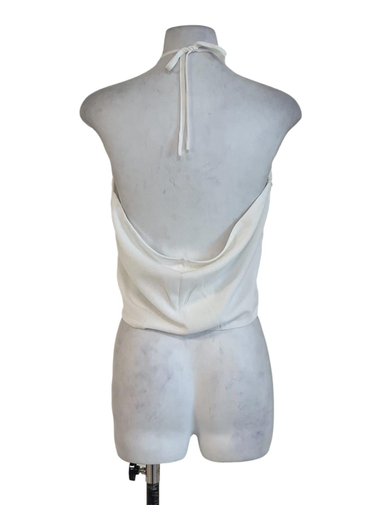 White Ashlyn Tie Front Tube Padded Top
