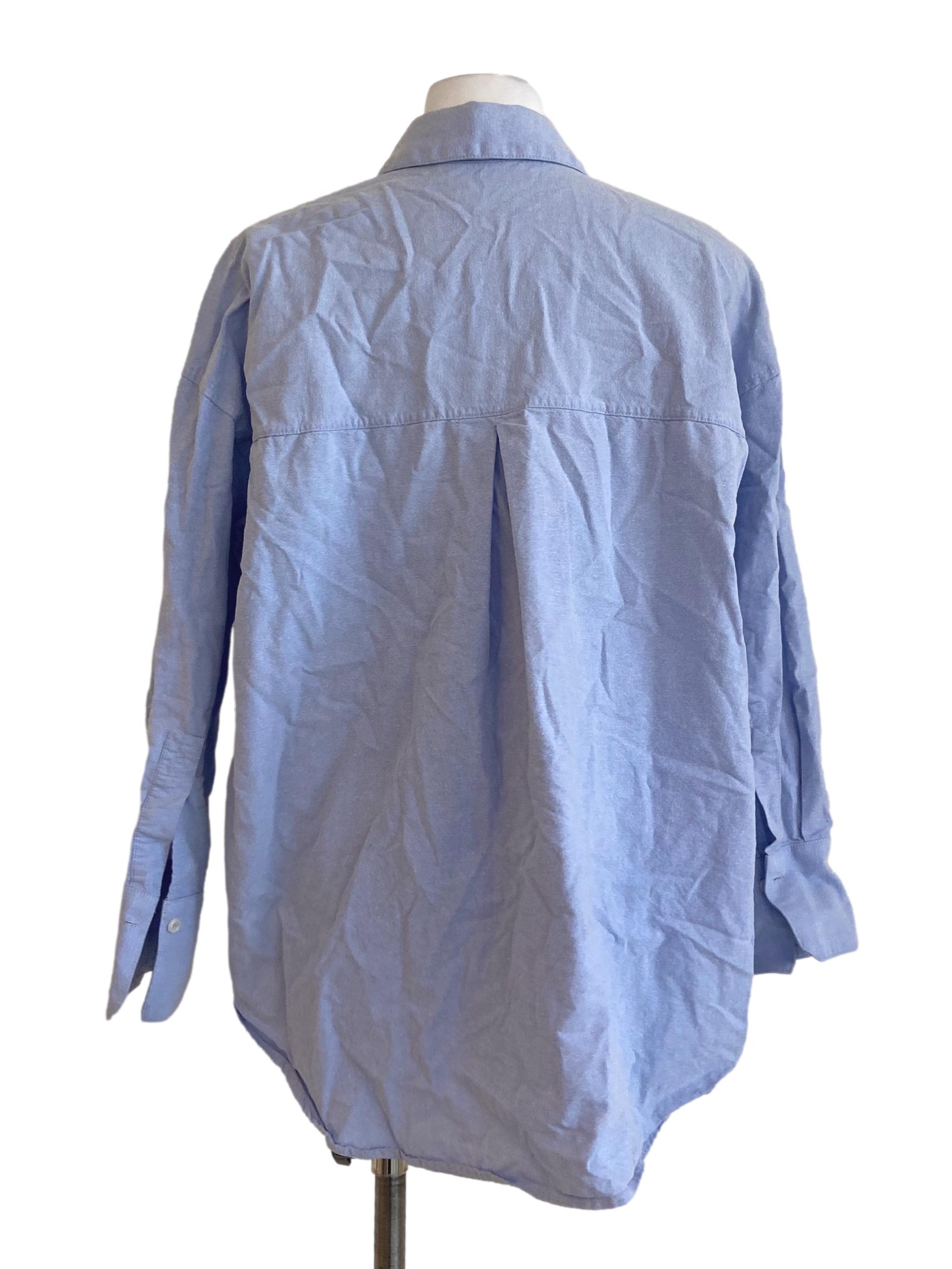 Blue Button Down Shirt Blouse