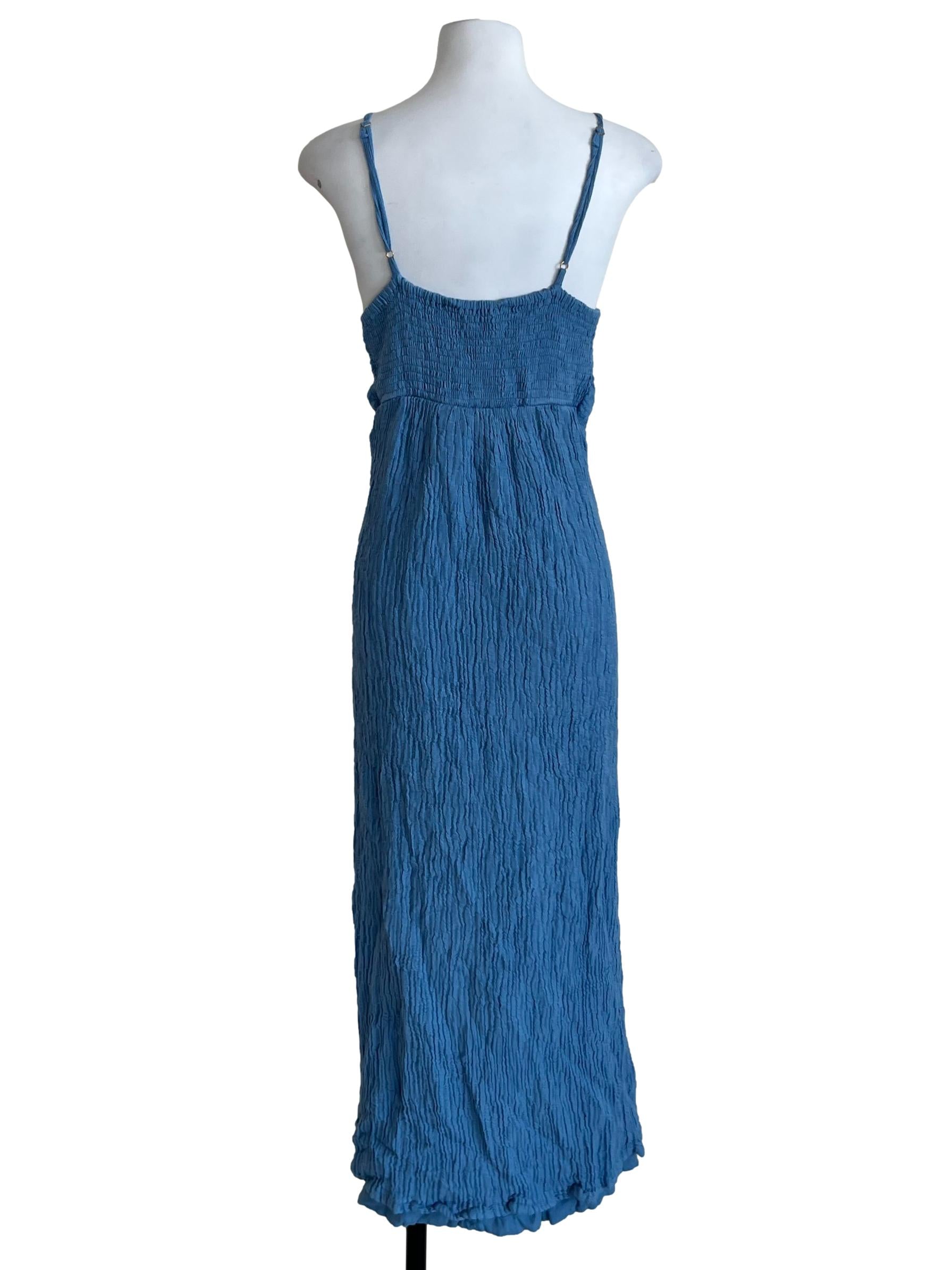 Sky Blue Plisse Babydoll Dress