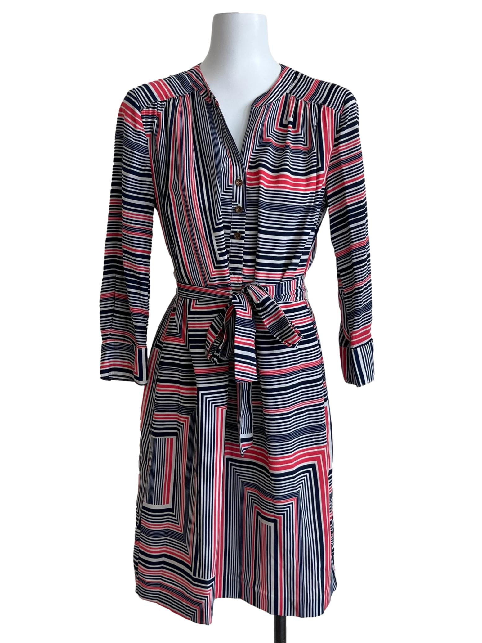 Navy Blue Bengal Stripe Shirt Dress