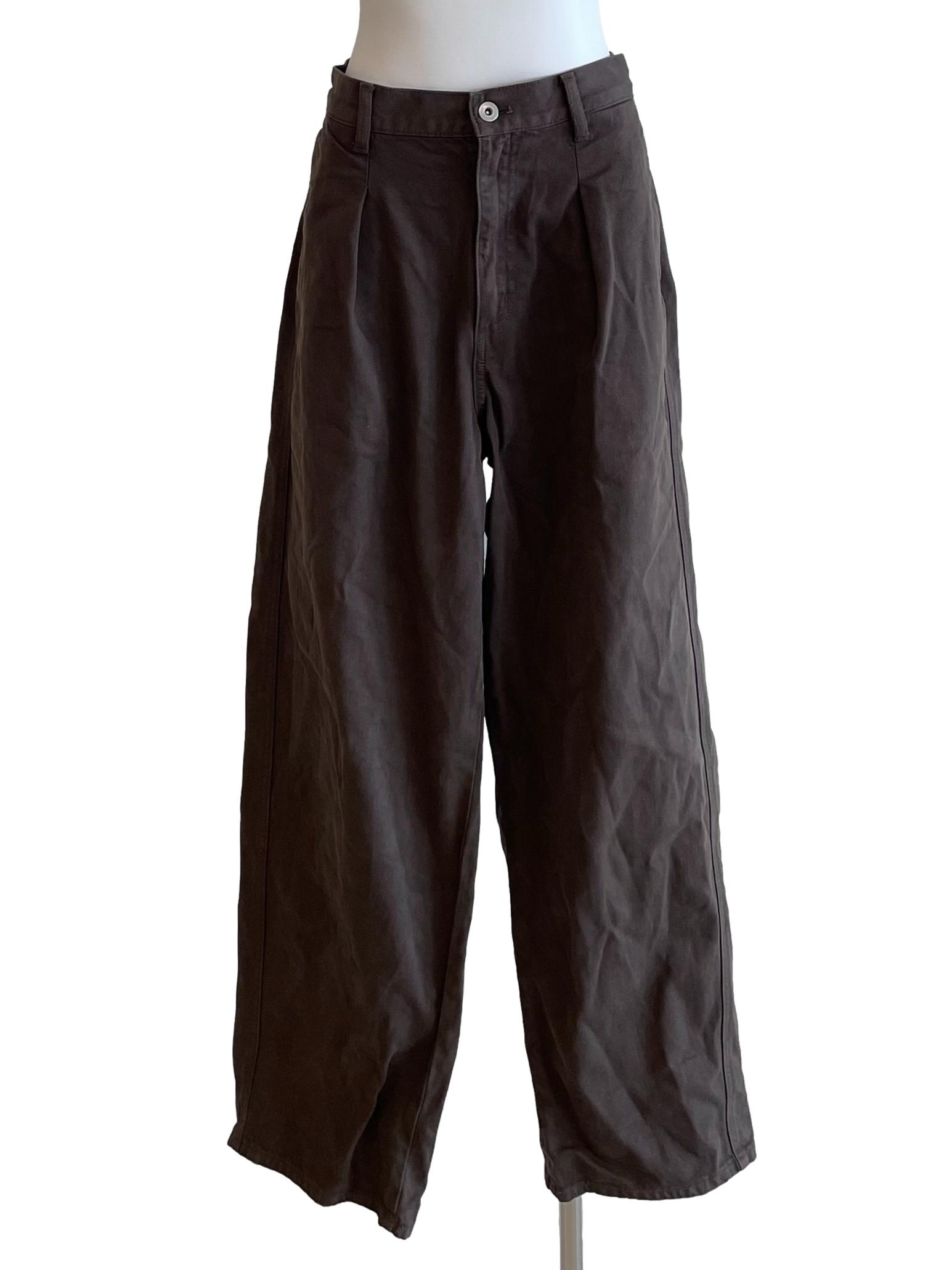 Coffee Pleated Baggy Jeans