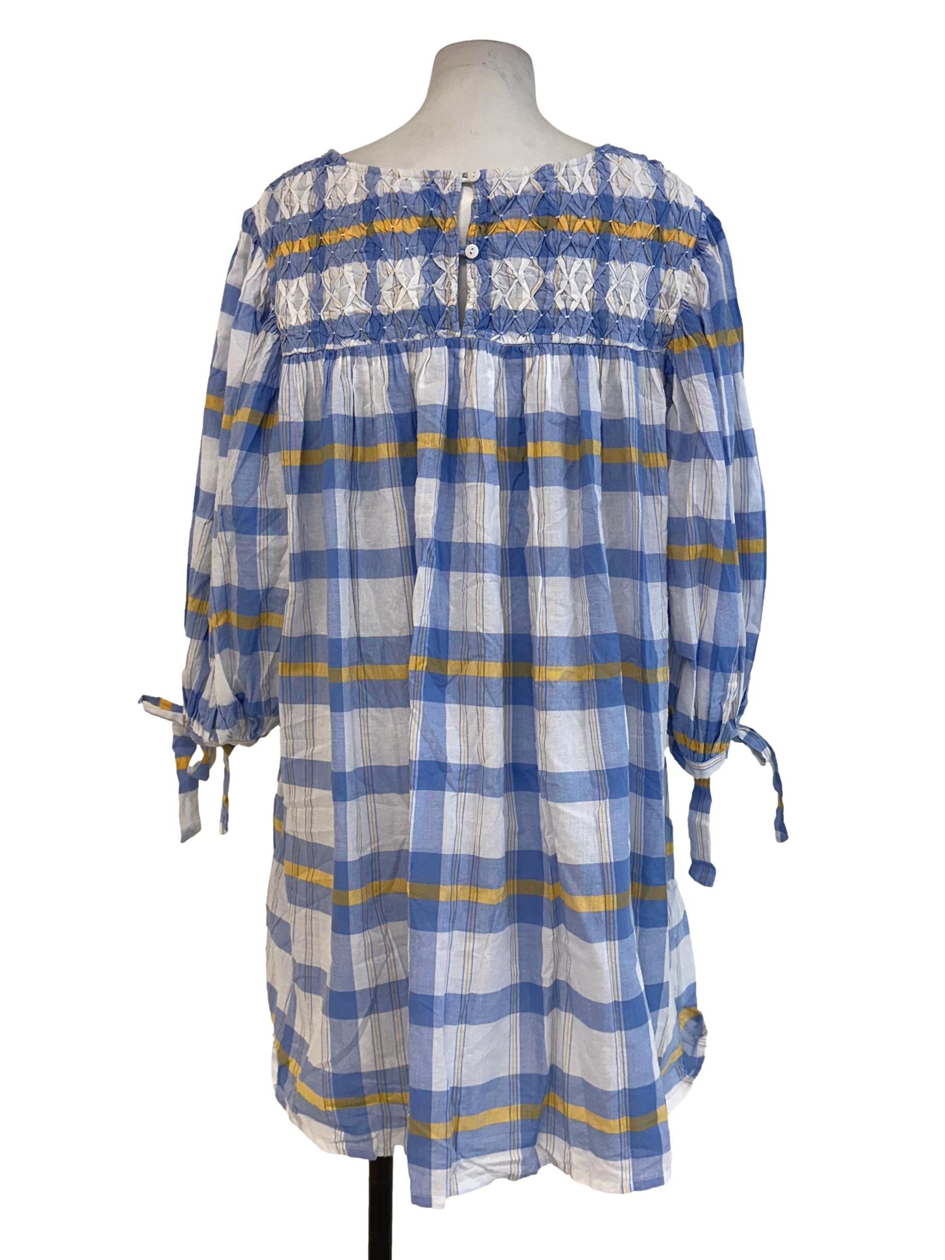 Blue Plaid Pattern Dress