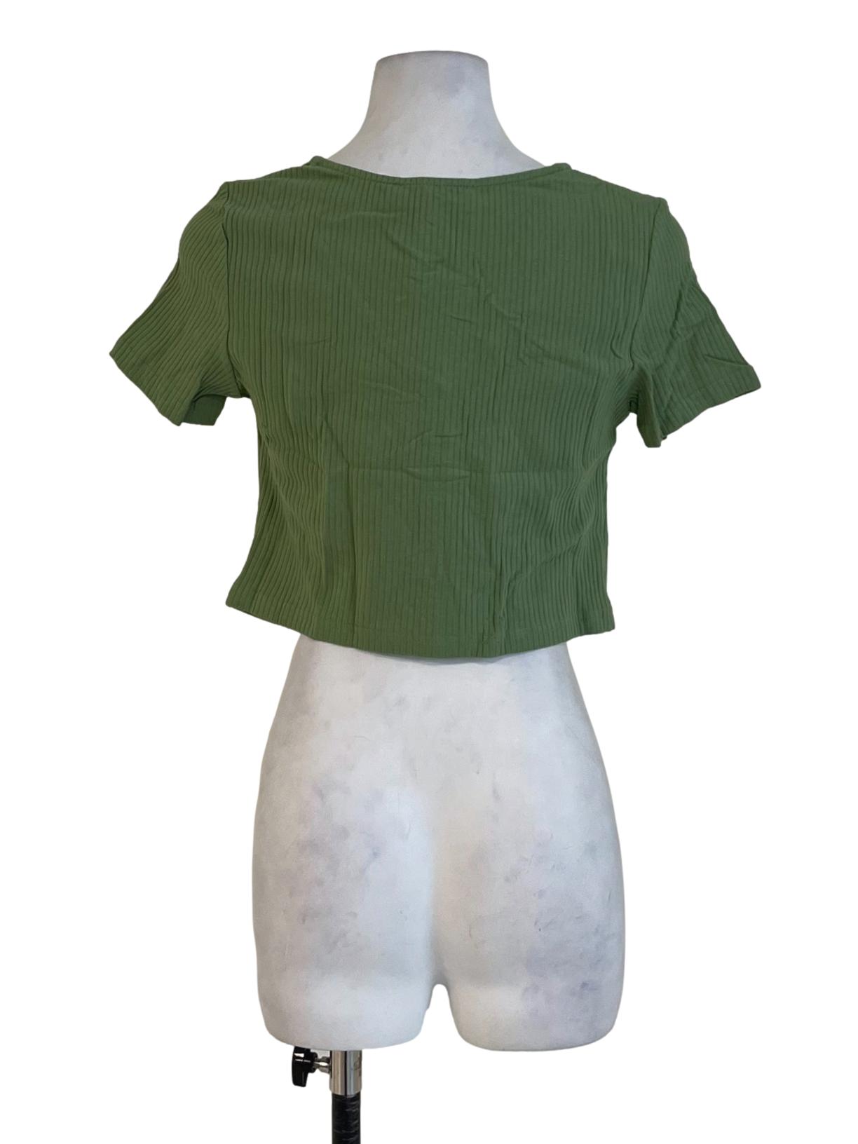 Green Shea Drawstring Ribbed Top