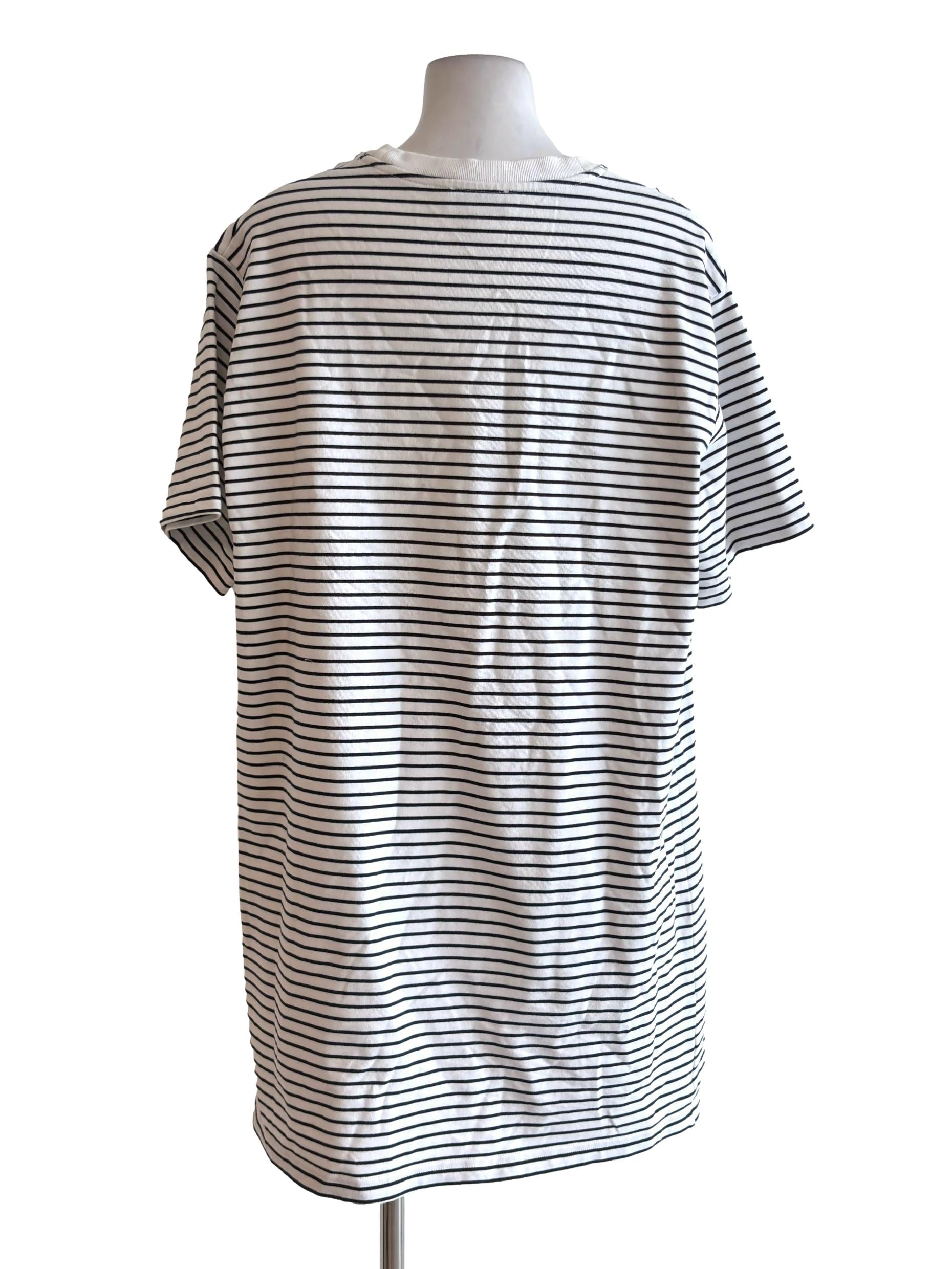 White Black Stripes Round Neck Dress