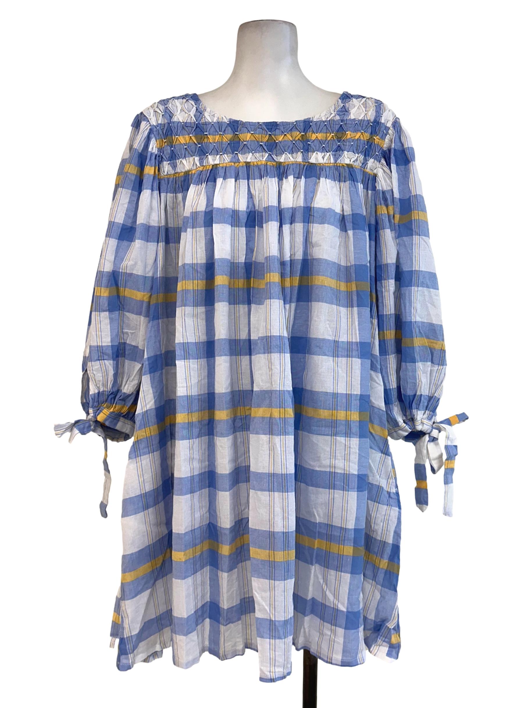 Blue Plaid Pattern Dress